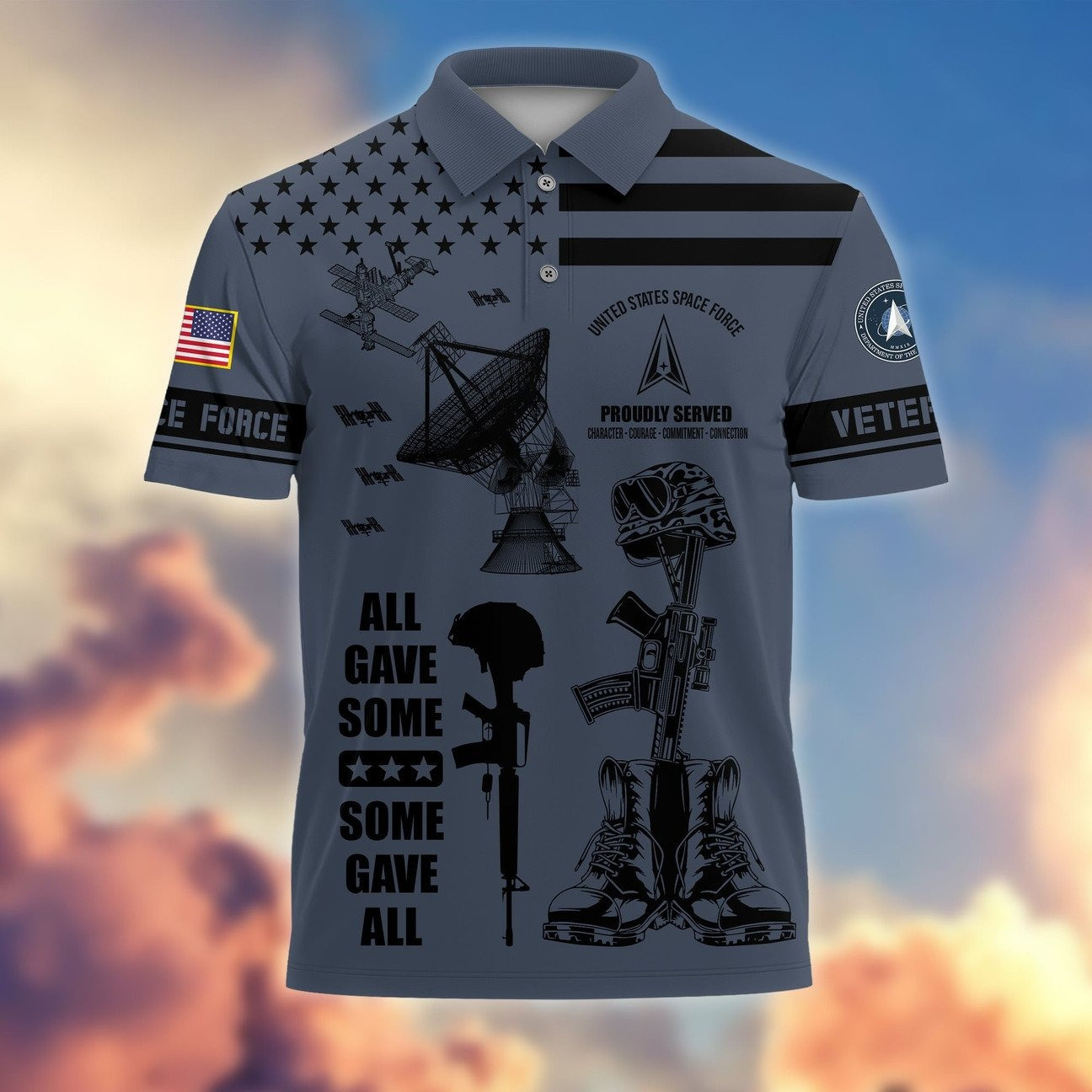 USSF Space Force Army All Gave Some Proudly Served Polo Shirt Perfect Gift for For Dad and Husband on Veterans Day