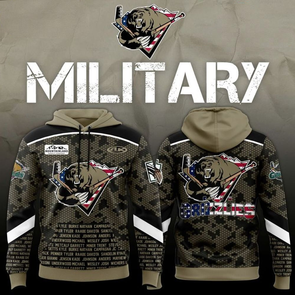 Utah Grizzlies x Military Memorial Day 2025 Hoodie Presents For Hockey Lovers