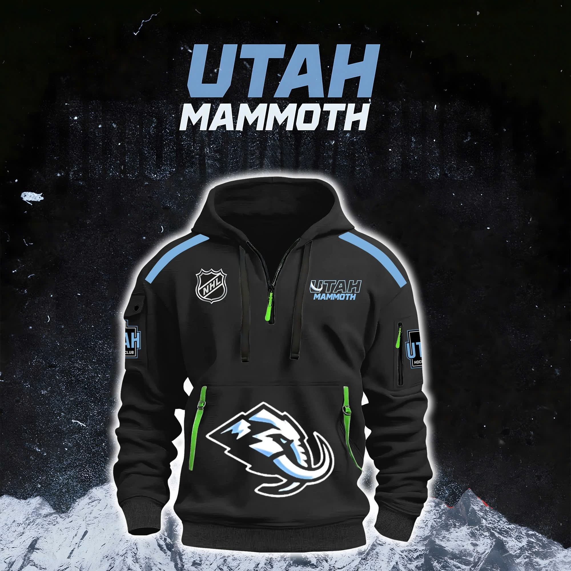 Utah Mammoth Hockey Quarter Zip Hoodie NFL Utah Hockey Club Fan Merch Gifts For Him