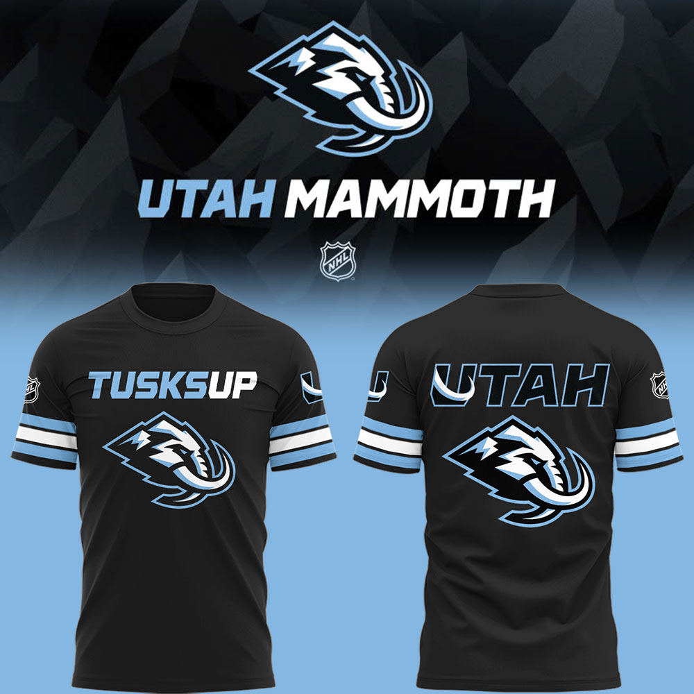 Utah Mammoth Tusks Up Unleashed The Ice Age Returns Black T-Shirt Hockey Gifts Idea