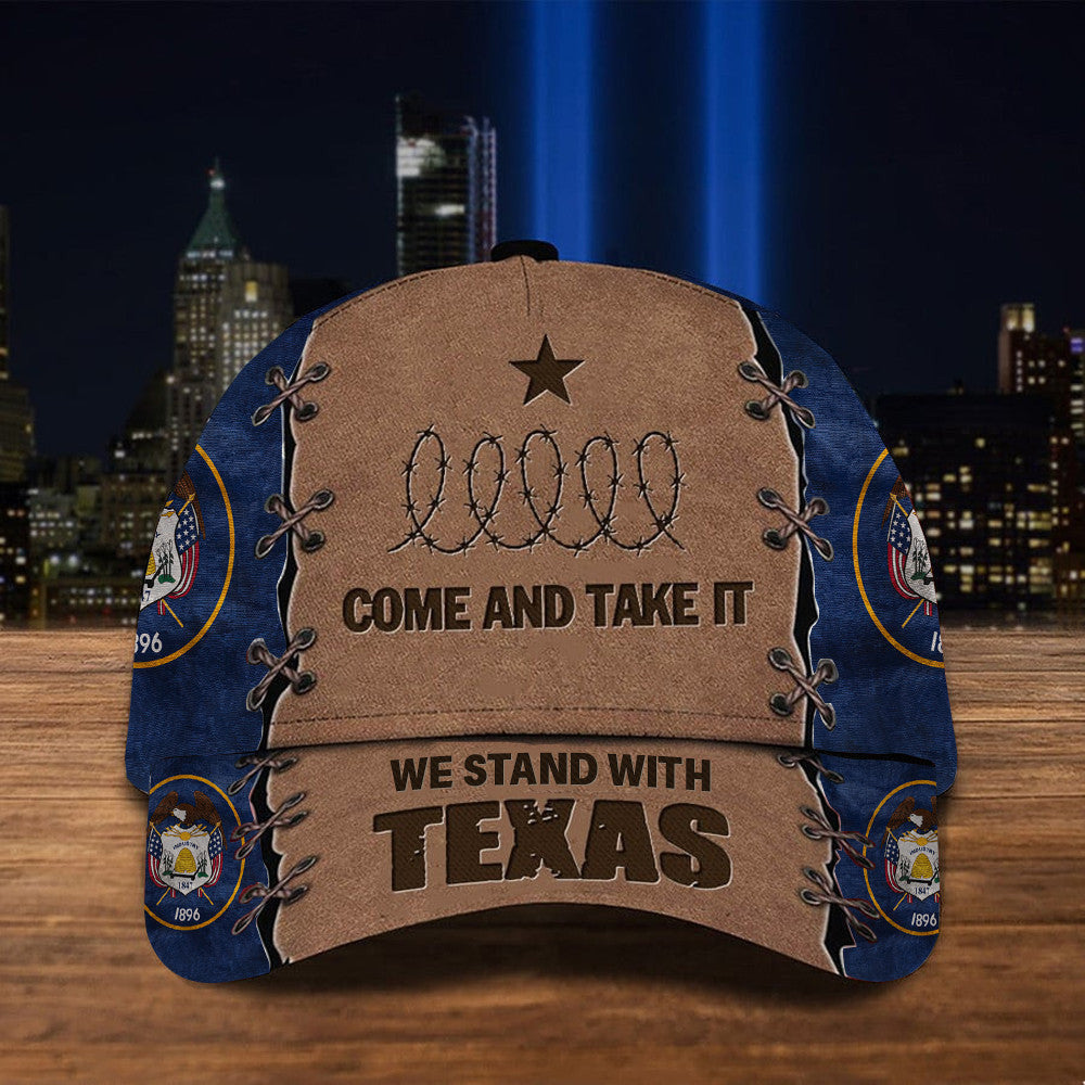 Utah We Stand With Texas Hat Come And Take It Barbed Wire Hat Patriotic Utah We Stand With Texas Hat Come And Take It Barbed Wire Hat Patriotic