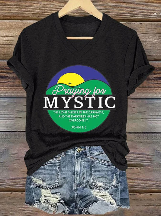 V Neck Retro Texas Strong Praying For Mystic Merch Gift For Healing Together