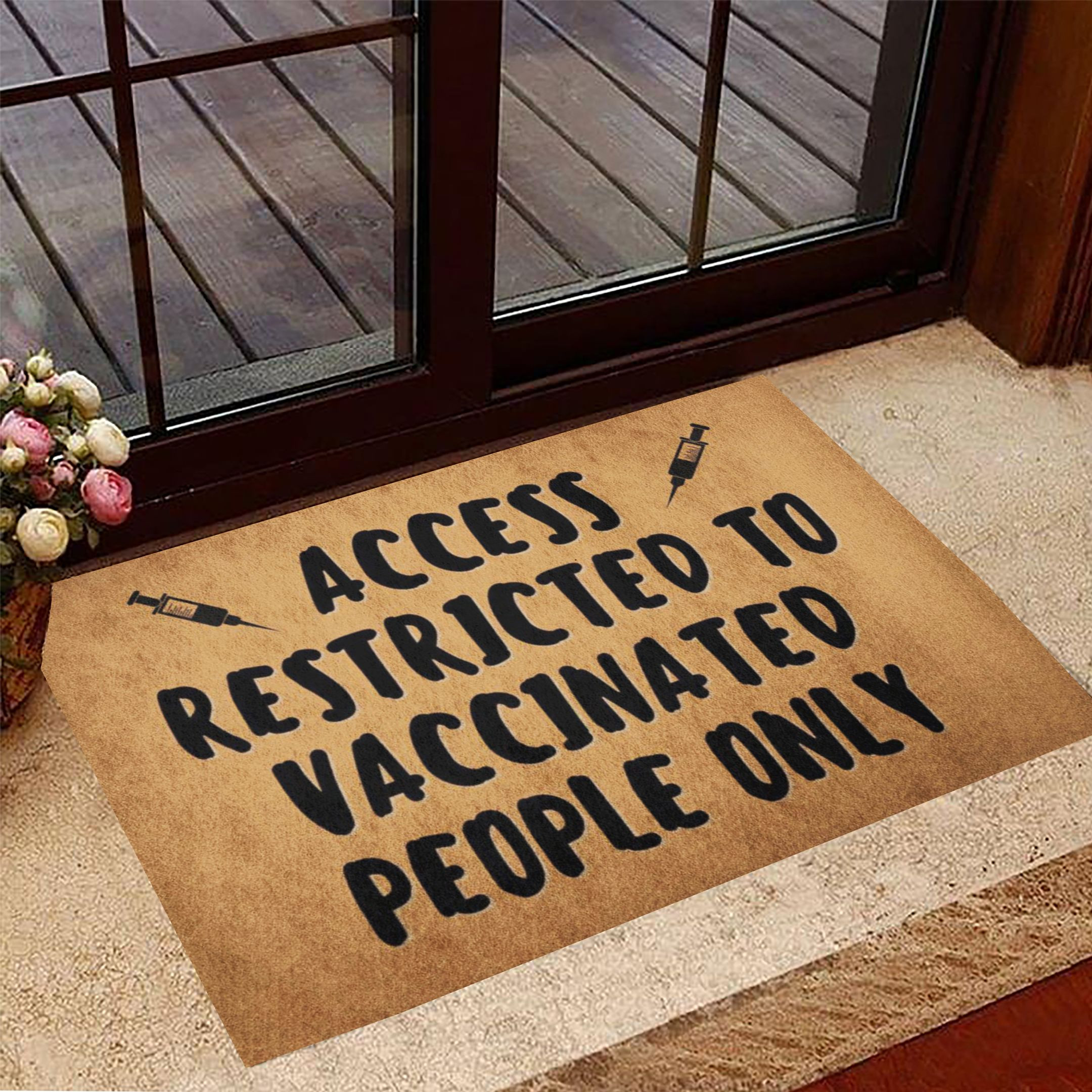 Vaccinated Doormat Access Restricted To Vaccinated People Only Front Door Mat