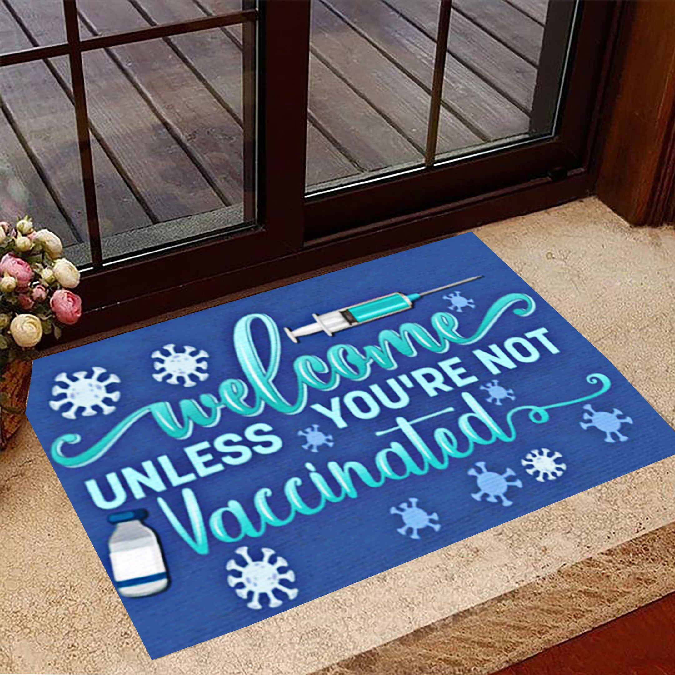 Vaccinated Doormat Welcome Unless You_re Not Vaccinated Funny Welcome Mat