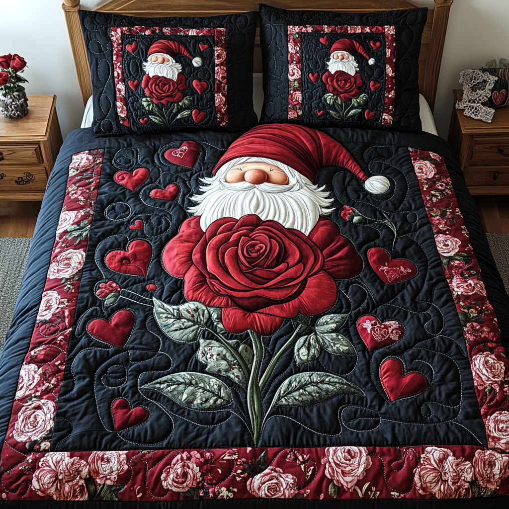 Valentine Bliss Quilted Bedding Set Beautiful Bedding Merch Gift for a Peaceful Sleep
