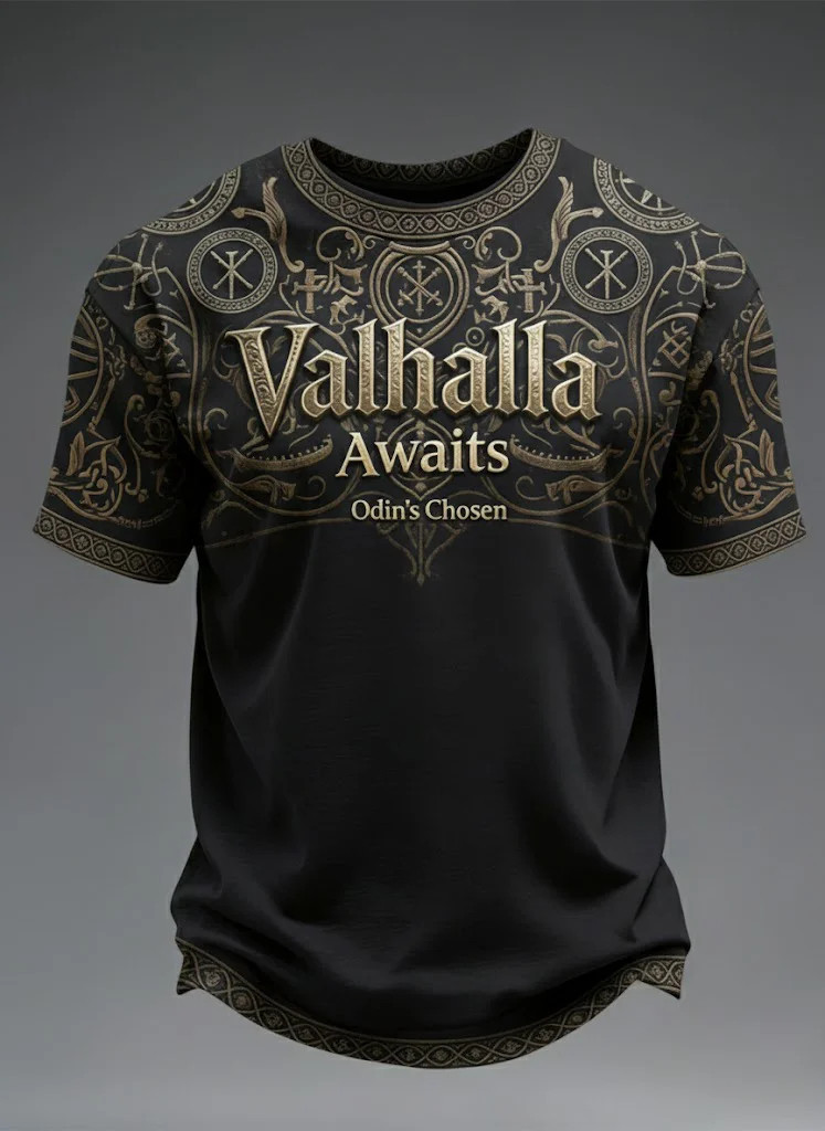 Valhalla Awaits T-Shirt Norse Mythology Graphic Tees Viking Apparel Gift For Dad