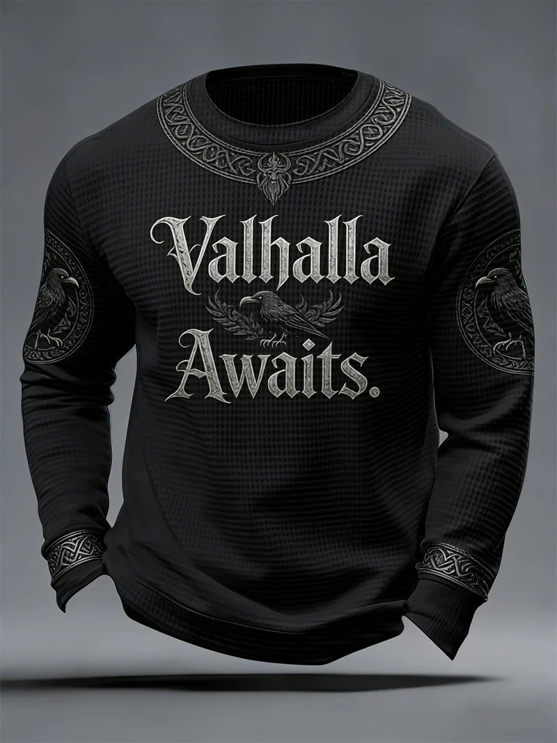 Valhalla Awaits Viking Raven Long Sleeve Shirt Norse Mythology Warrior Apparel Best Gift For Dad
