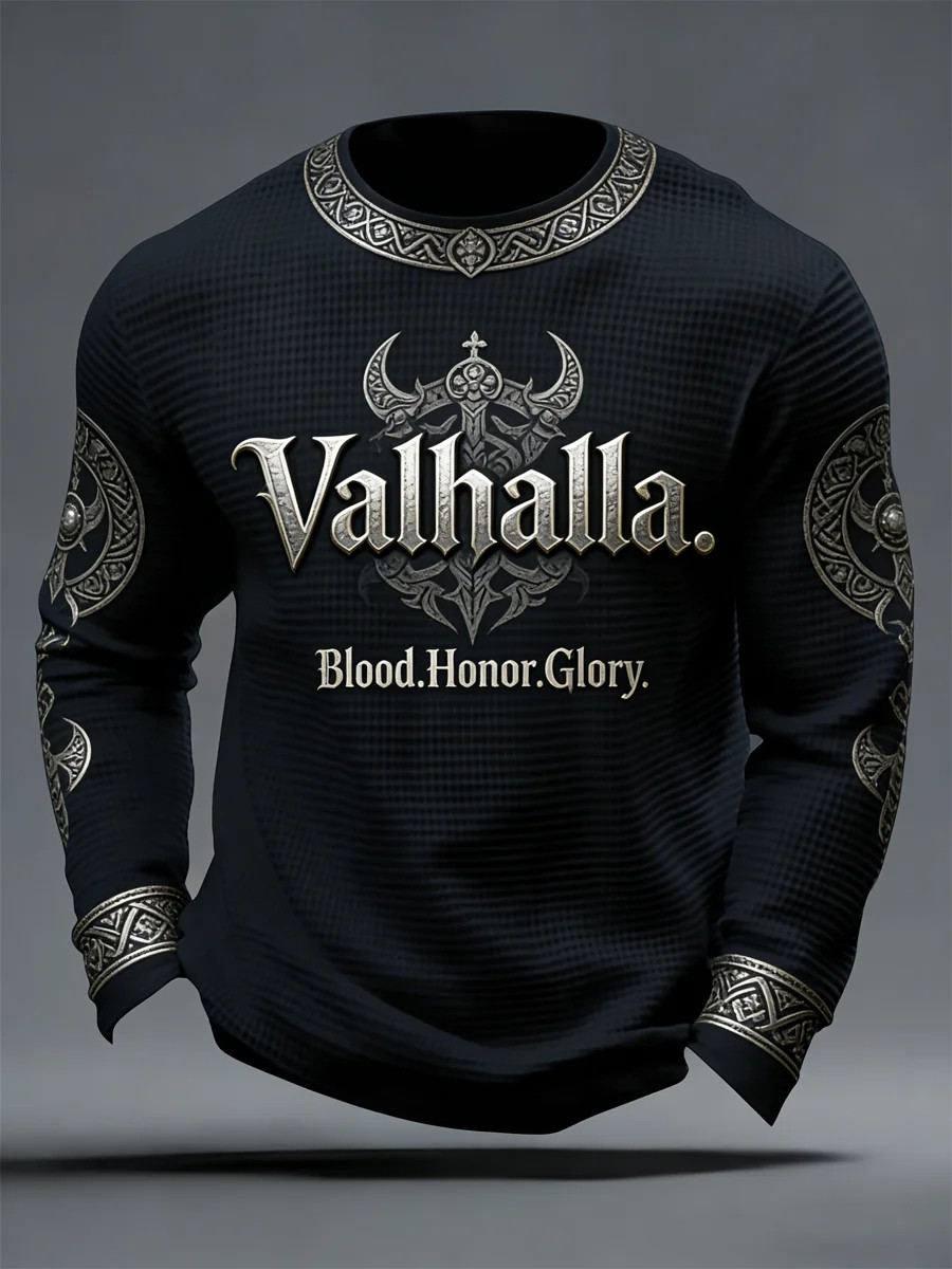 Valhalla Blood Honor Glory Long Sleeve Shirt Norse Mythology Apparel Gift For Dad