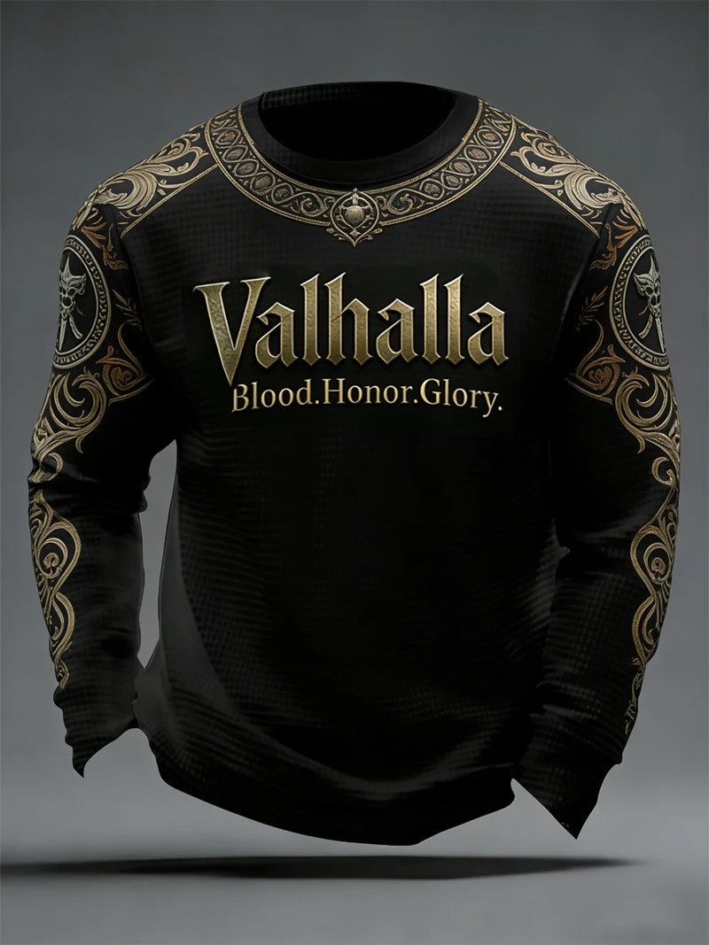 Valhalla Blood Honor Glory Viking Long Sleeve Shirt Norse Mythology Warrior Best Gift For Viking Fans