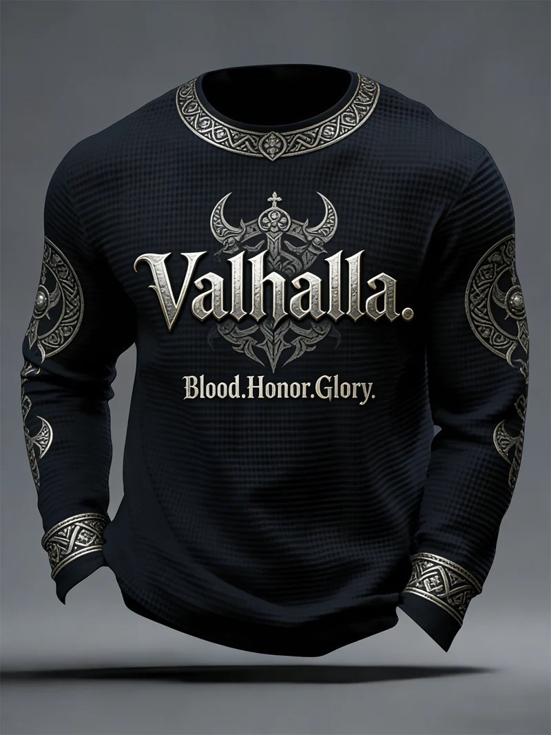 Valhalla Blood Honor Glory Viking Norse Warrior Long Sleeve Shirt Horned Helmet Gift For Viking