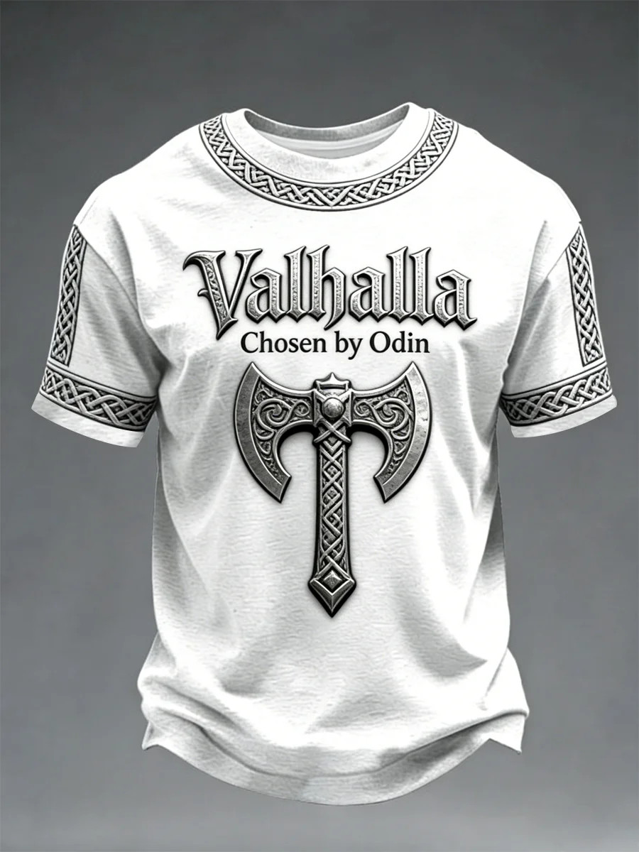 Valhalla Chosen By Odin T-Shirt Viking Warrior Graphic Tees Norse Apparel Gift For Dad