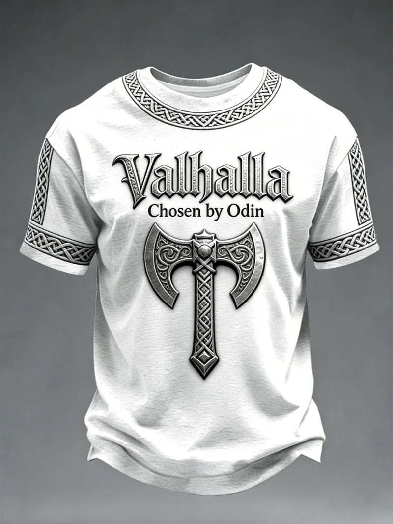 Valhalla Chosen By Odin Viking Style T-Shirt Norse Mythology Warrior Apparel Best Gift For Viking Fans