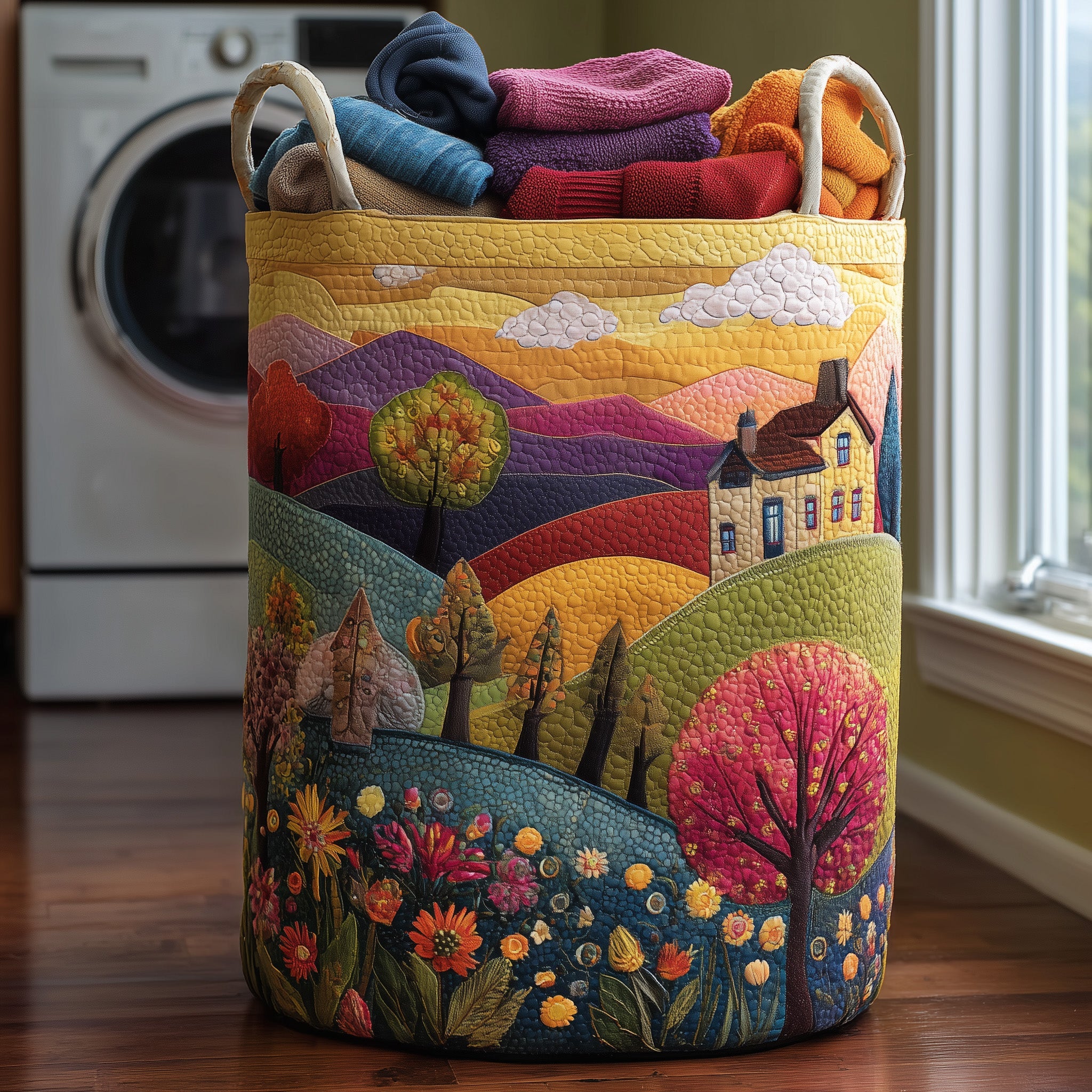 Valley Heaven Quilted Laundry Basket Beautiful Gifts For Nature Fans