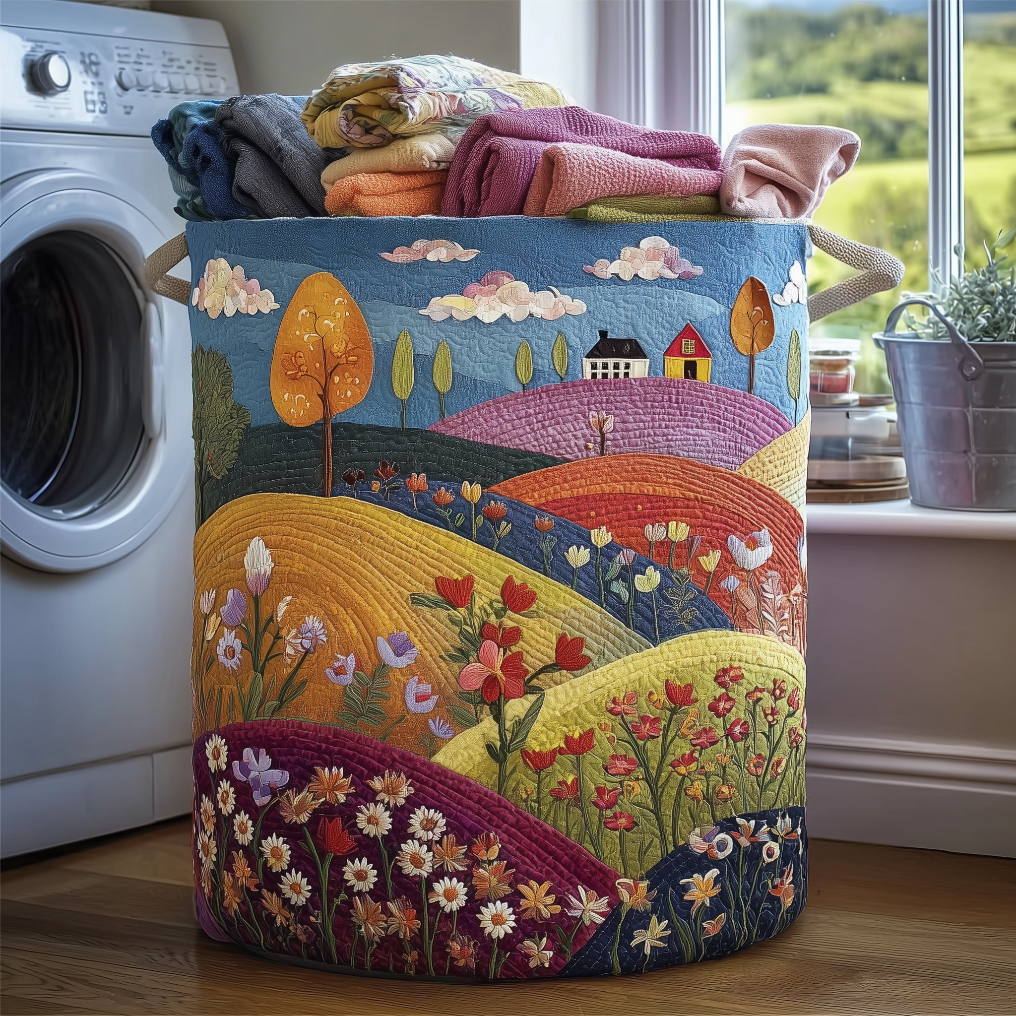 Valley Heaven Quilted Laundry Basket Beautiful Gifts For Nature Lovers(1)