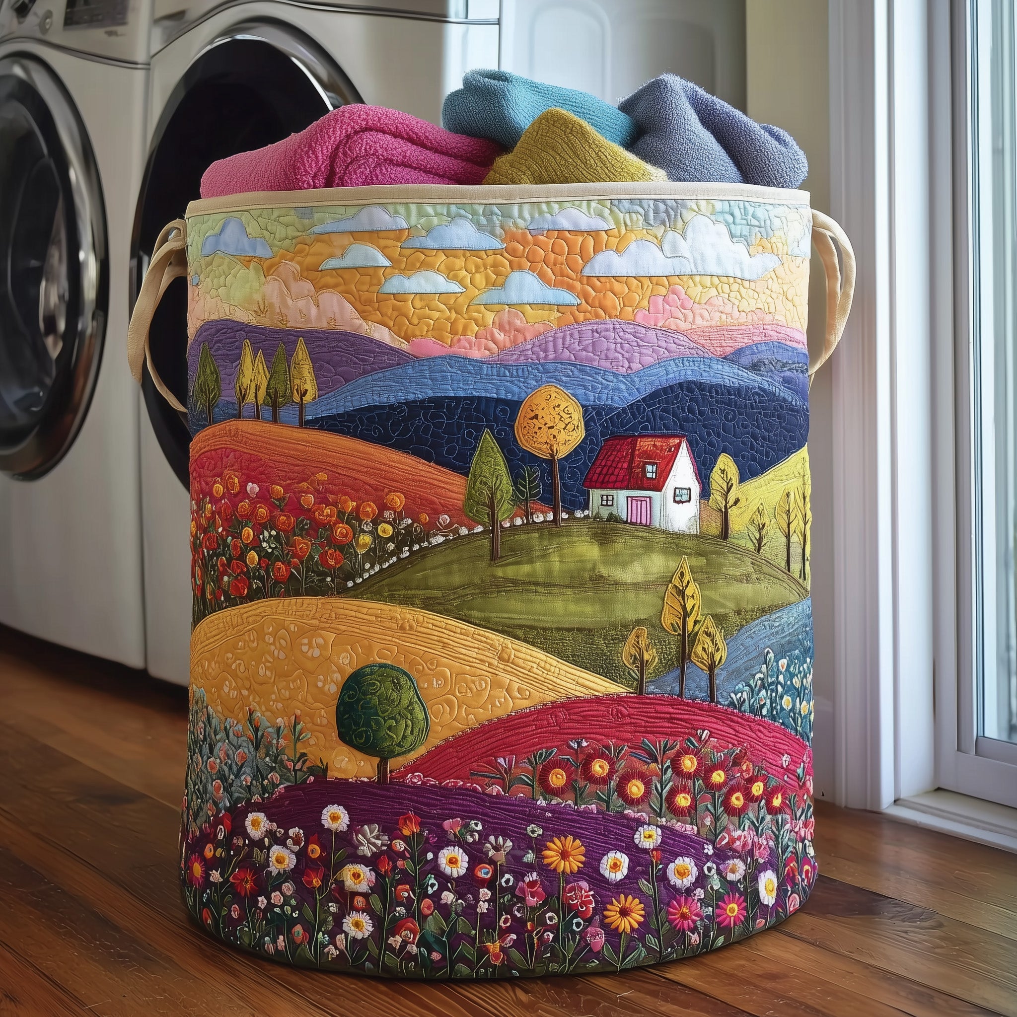 Valley Heaven Quilted Laundry Basket Gift For Valley Peacefull Lovers