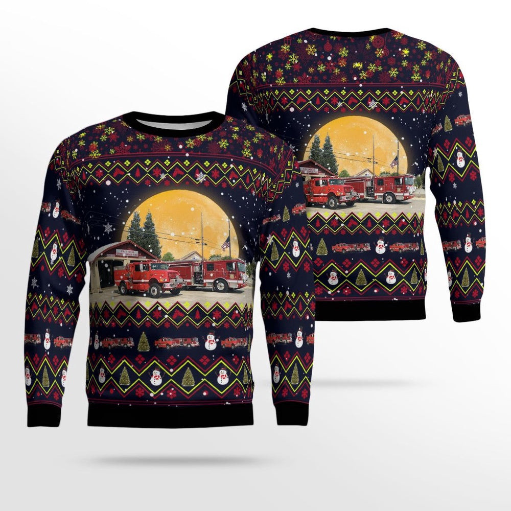 Valley Springs California Calaveras Consolidated Fire Protection District Christmas Ugly Sweater Gift For Christmas