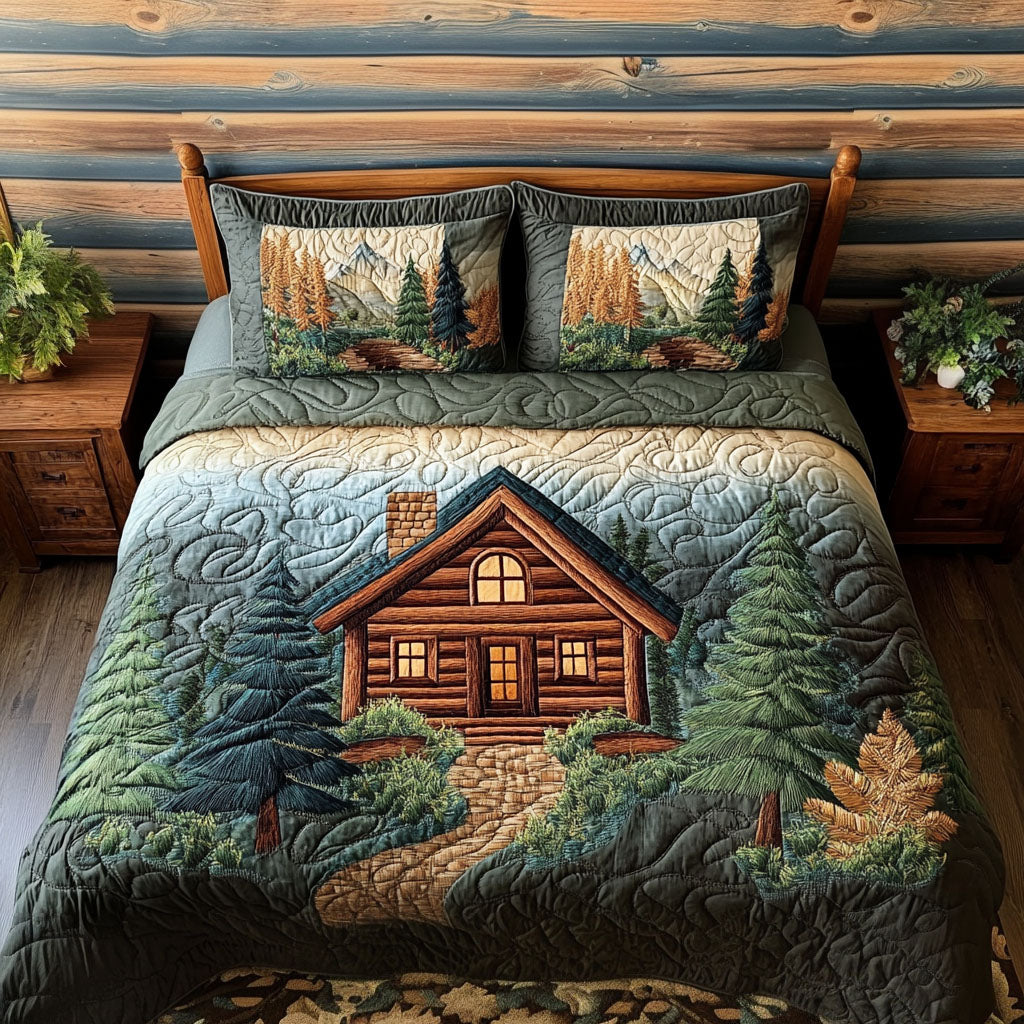 Valley View Lodge Quilted Bedding Set Bed Room Decoration Gifts For Wildlife Enthusiasts