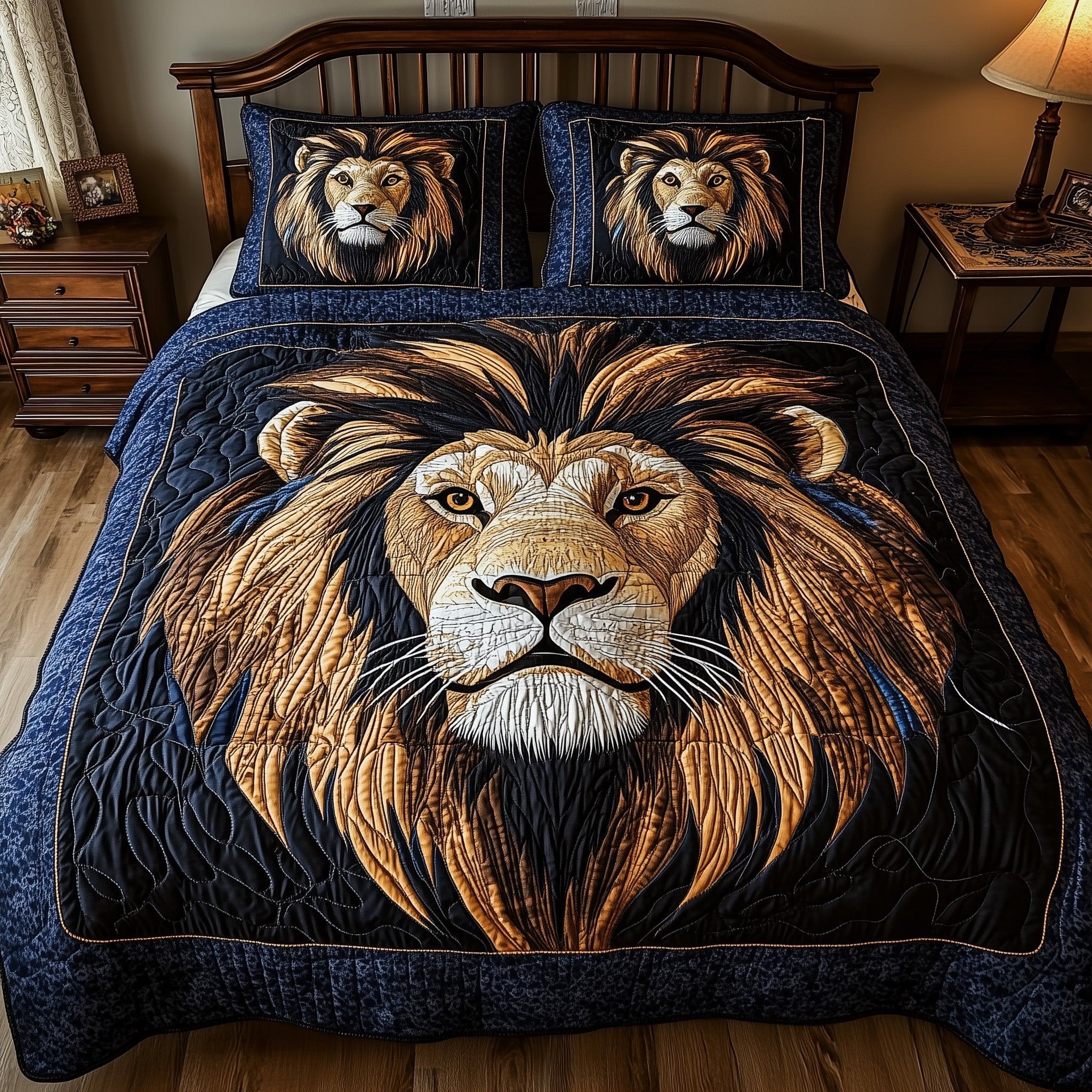 Valor Lion King Quilted Bedding Set Duvet Cover Bedspread Best Gift Ideas For Lion Lovers