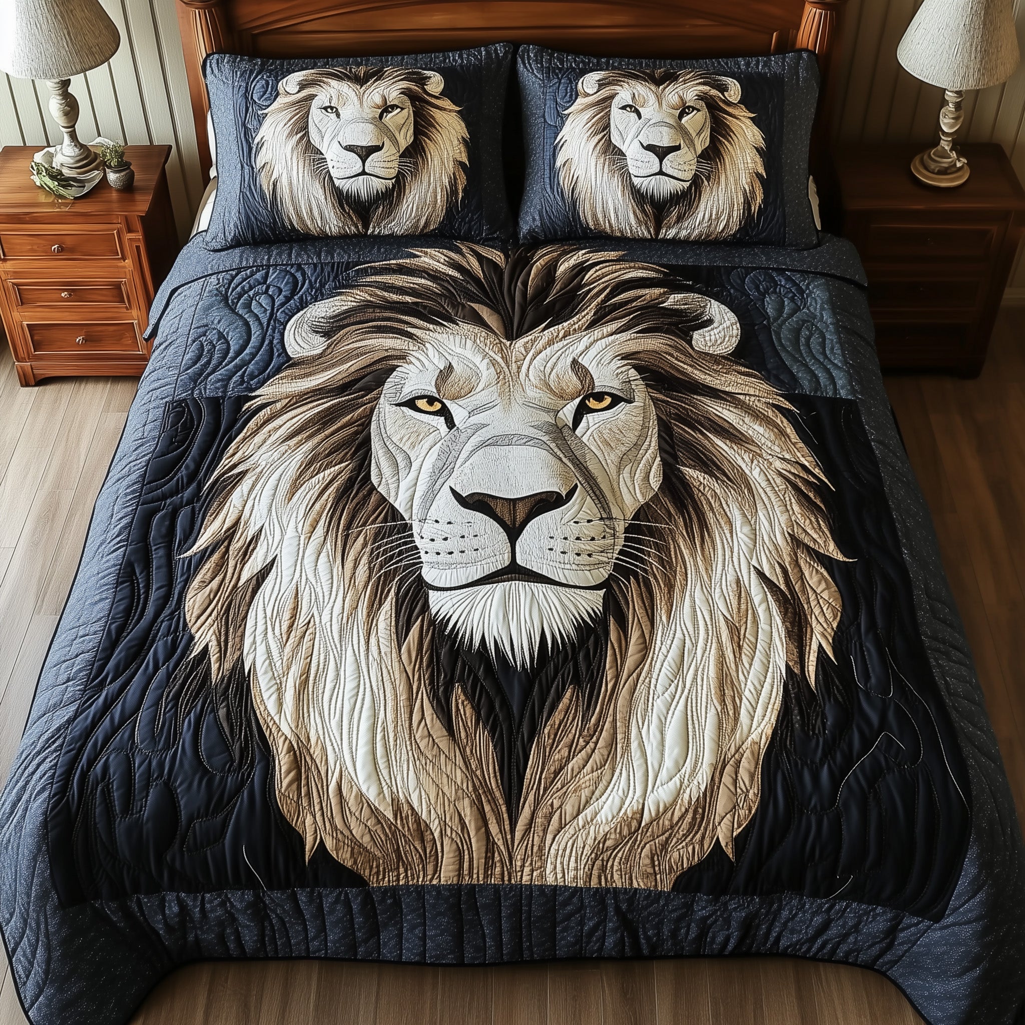 Valor Lion King Quilted Bedding Set Duvet Cover Bedspread Birthday Gifts For Lion Lovers