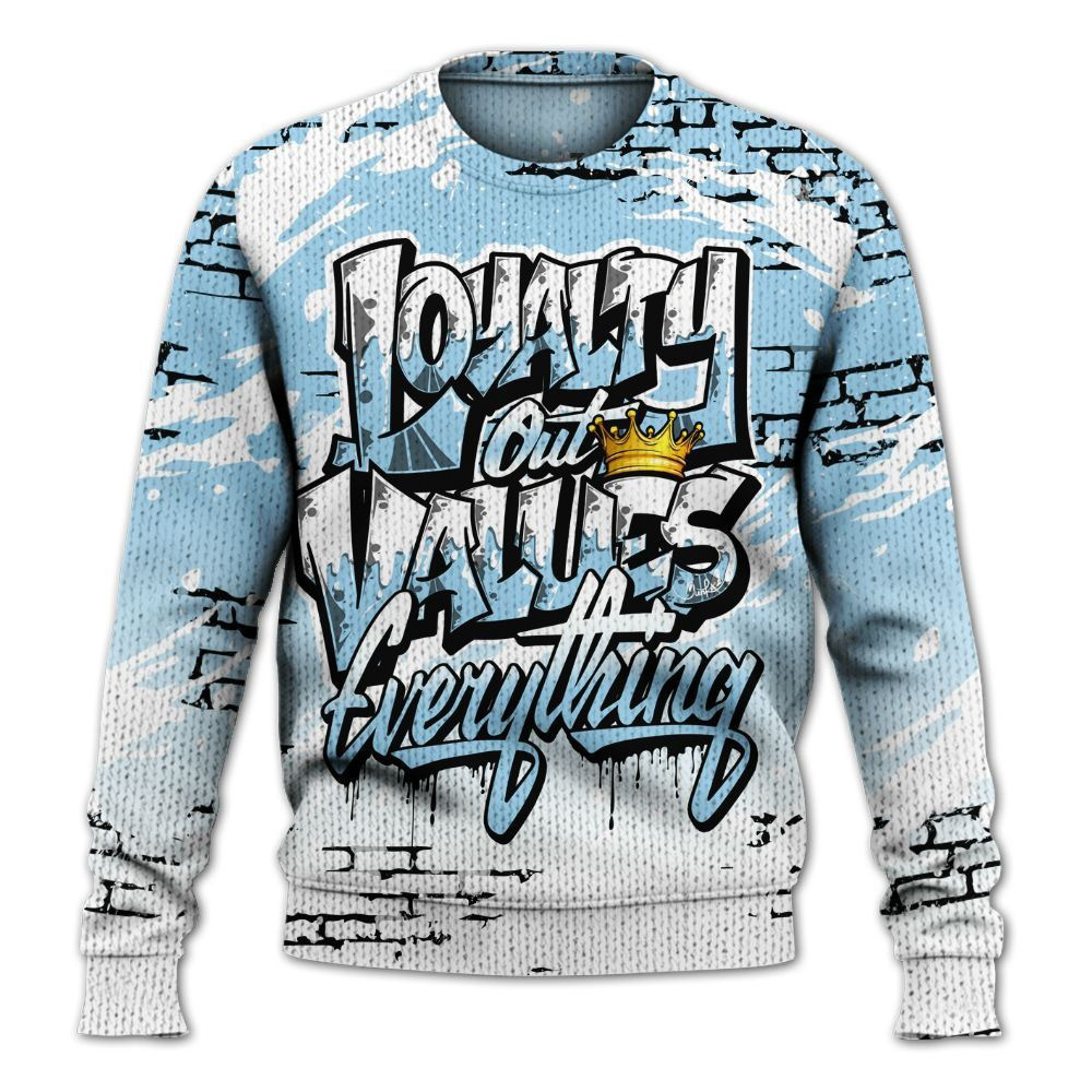 Values Of Loyalty Drip Knitted Legend Blue 11s Sweater Gift For Boyfriend