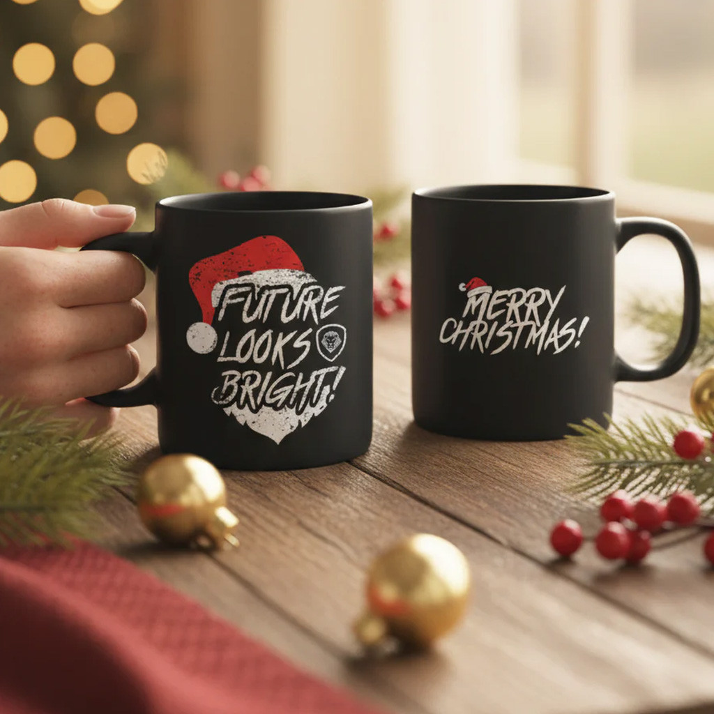 Valuetainment Merch Future Looks Bright Christmas Santa Hat Black Mug Xmas Gifts For Dad Valuetainment Merch Future Looks Bright Christmas Santa Hat Black Mug Xmas Gifts For Dad
