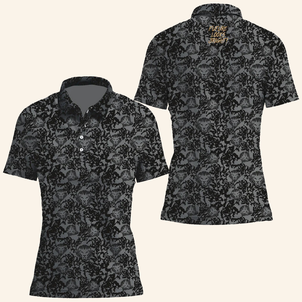 Valuetainment Merch Lion Shield Pattern Polo Shirt Future Looks Bright Golf Shirt Her Gifts Valuetainment Merch Lion Shield Pattern Polo Shirt Future Looks Bright Golf Shirt Her Gifts