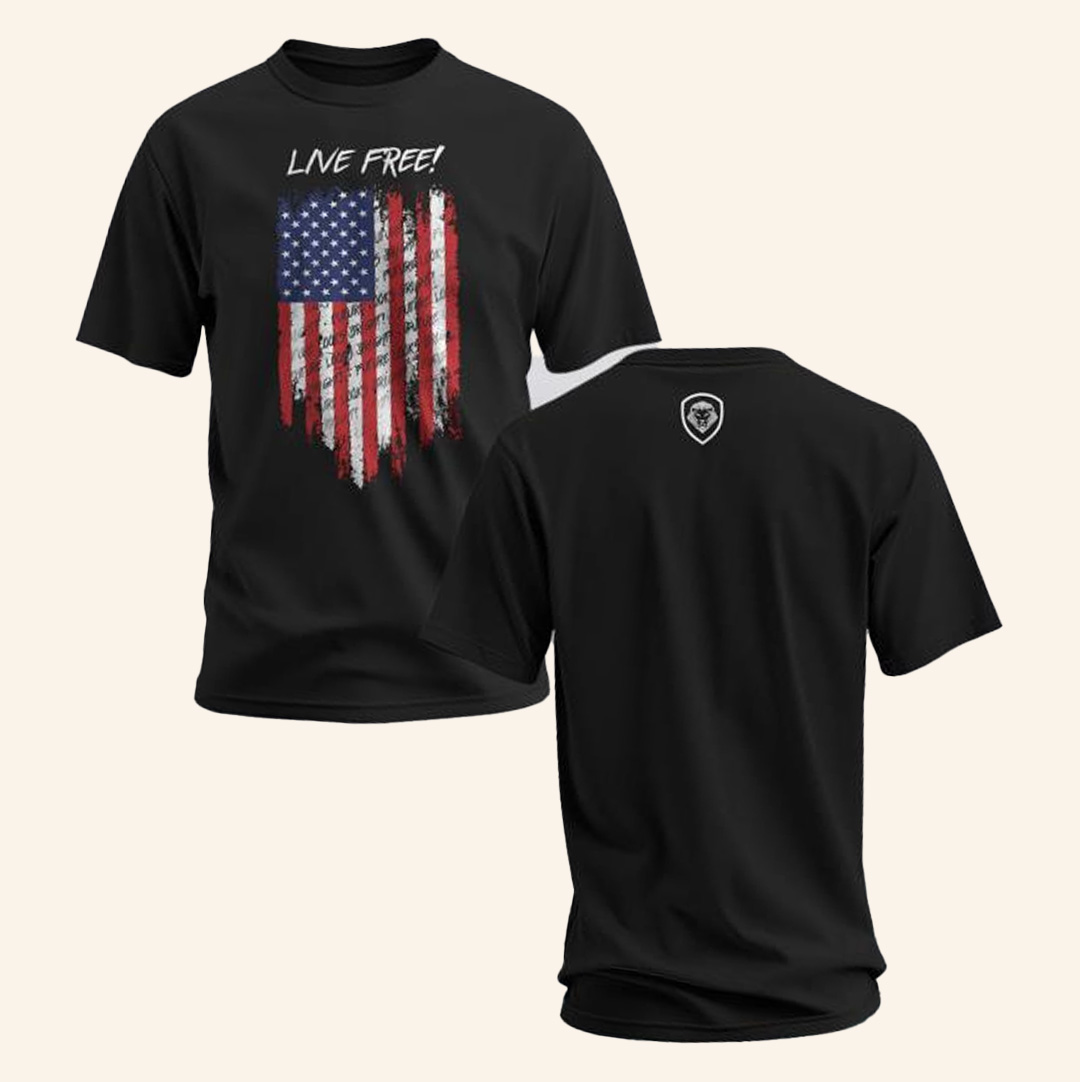 Valuetainment Merch Live Free USA Flag Black T-Shirt Gift Ideas For Father Valuetainment Merch Live Free USA Flag Black T-Shirt Gift Ideas For Father