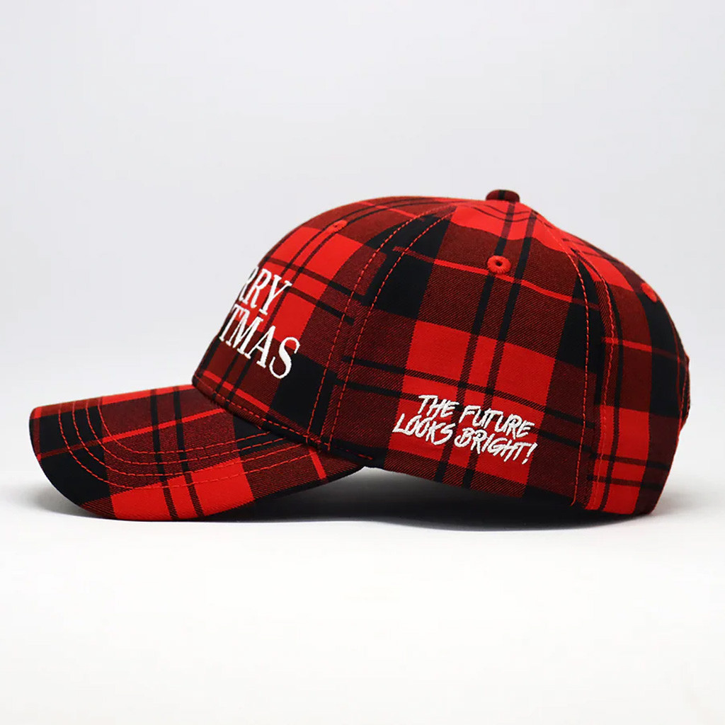 Valuetainment Merch Merry Christmas Red And Black Buffalo Plaid Embroidered Hat Gifts For Dad