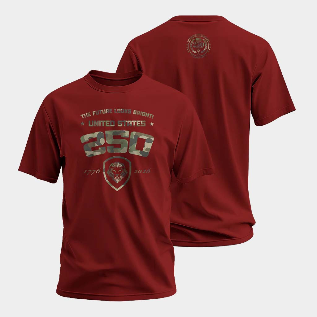 Valuetainment Merch USA 250 Collection Shirt Future Looks Bright USA 250 Camo T-Shirt Red