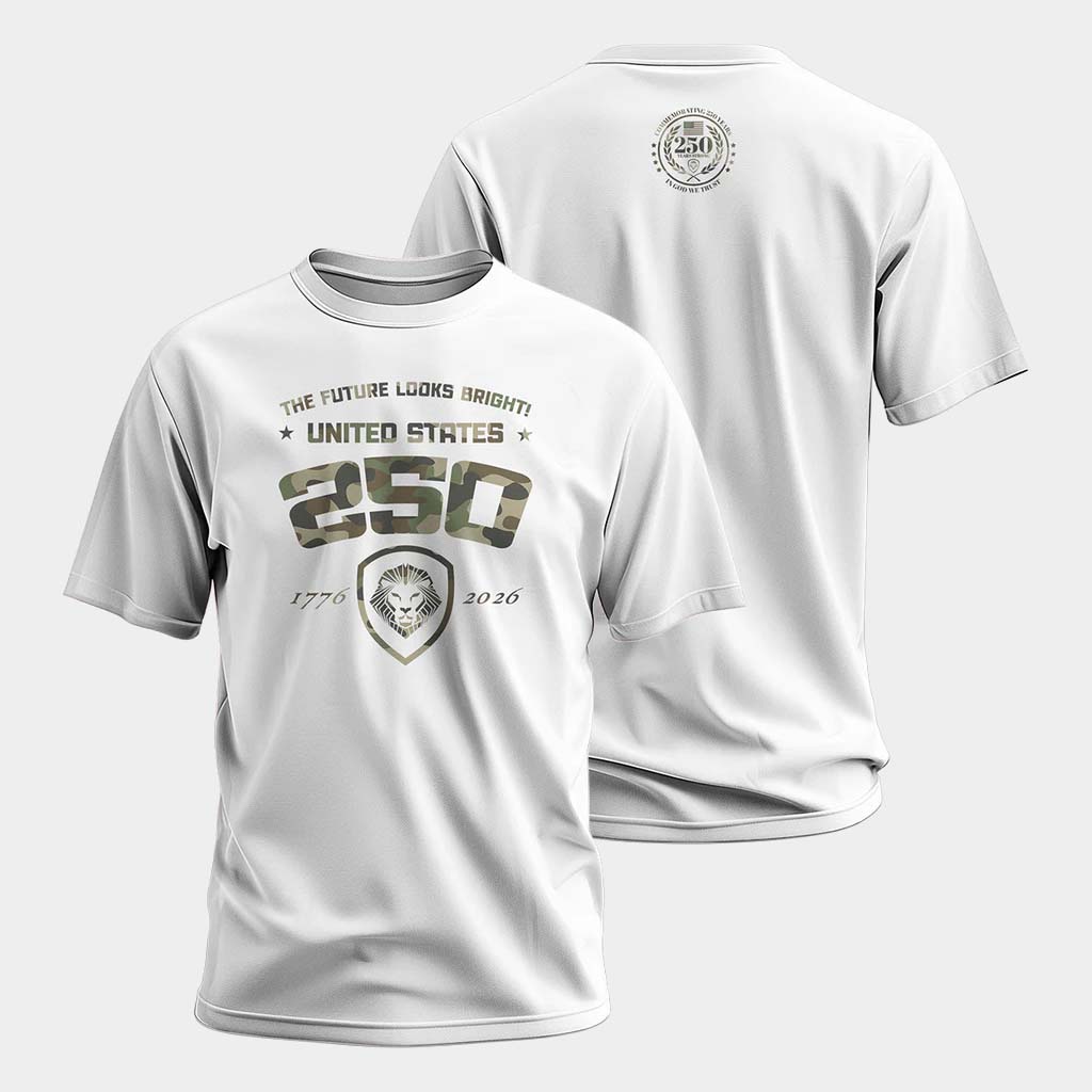 Valuetainment Merch USA 250 Collection Shirt Future Looks Bright USA 250 Camo T-Shirt White