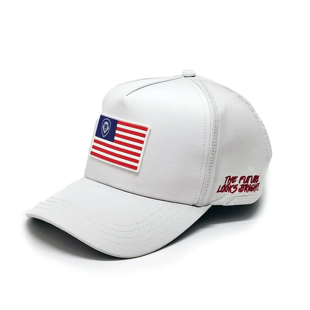 Valuetainment Merch USA Flag The Future Looks Bright White Hat Embroidered Patriotic Gifts Valuetainment Merch USA Flag The Future Looks Bright White Hat Embroidered Patriotic Gifts