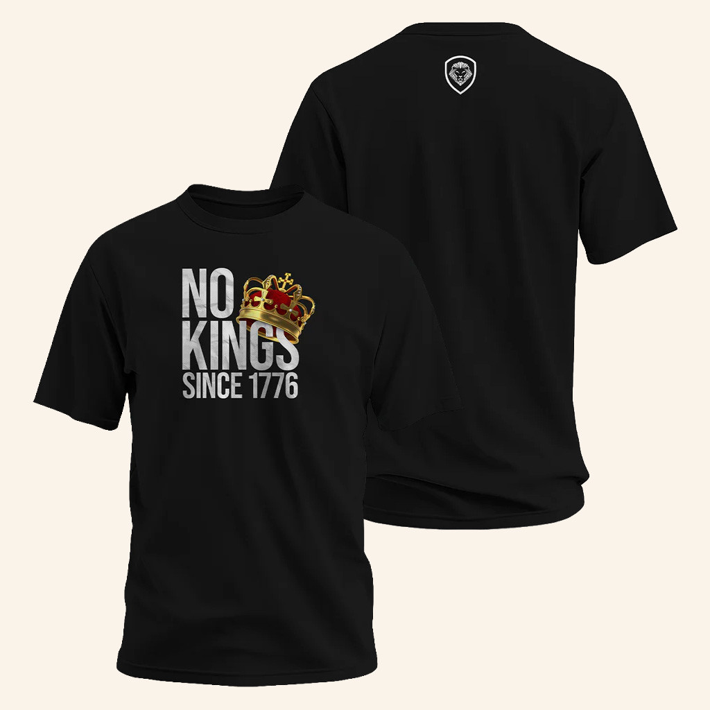 Valuetainment Merch VT Lion Shield No Kings Crown Black T-Shirt Christmas Gifts For Husband