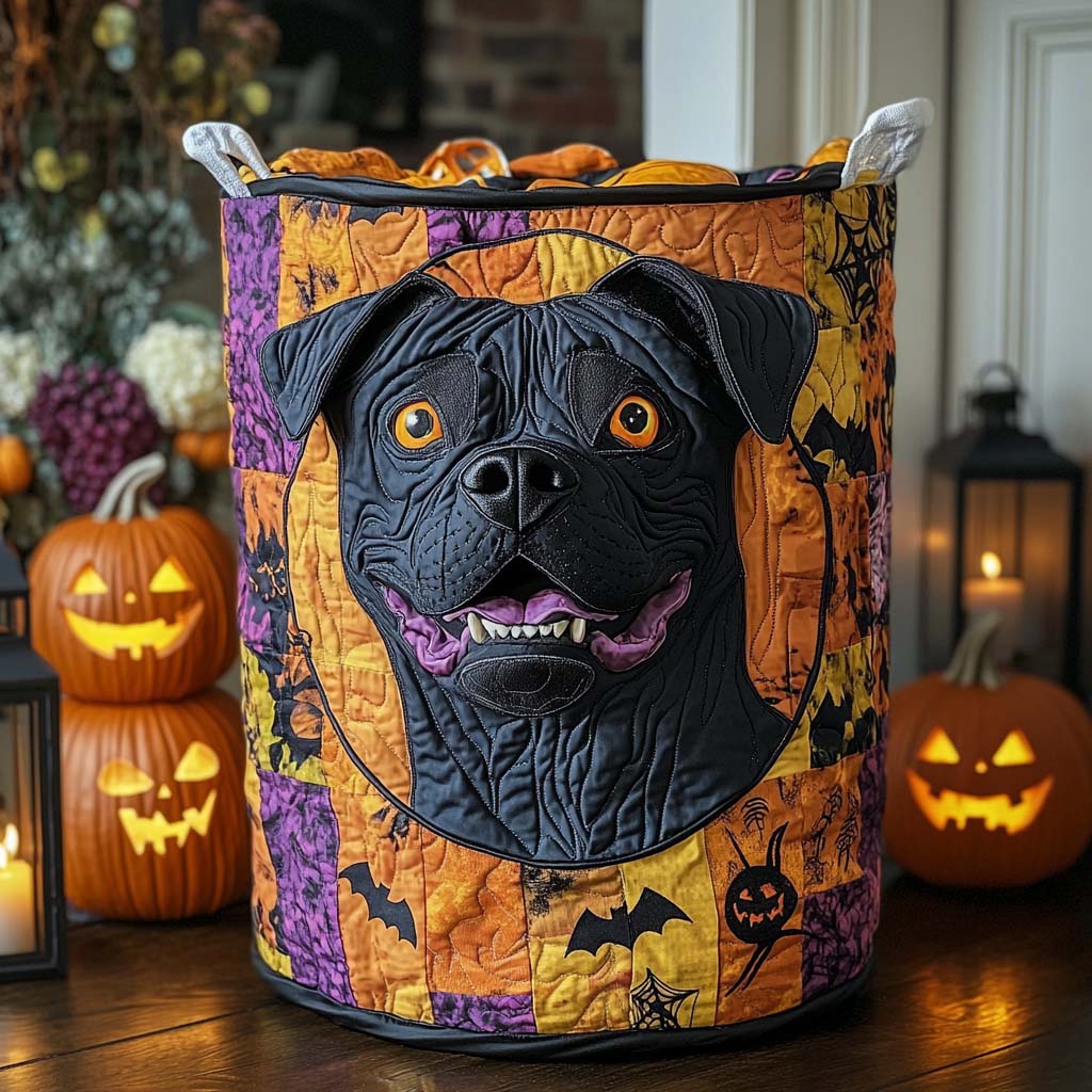 Vampire Pitbull Quilted Laundry Basket Winter Merch Essentials