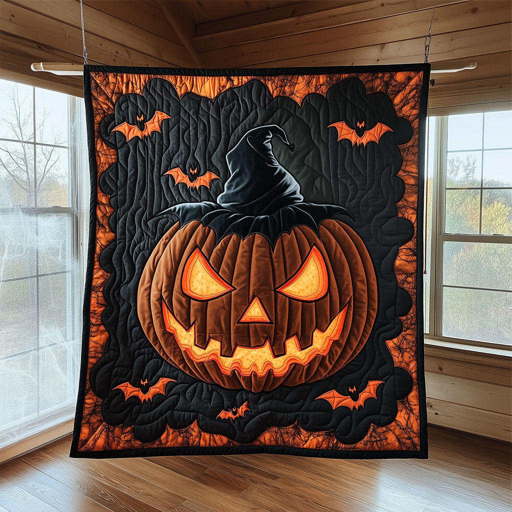 Vampire Pumpkin Quilted Blanket Throw Blankets For Couch Halloween Gift for Adults