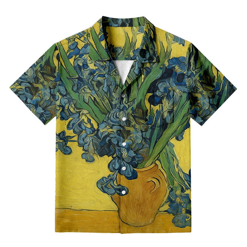 Van Gogh Irises Hawaiian Shirt Vintage Style Shirt Best Gifts For Van Gogh Lovers