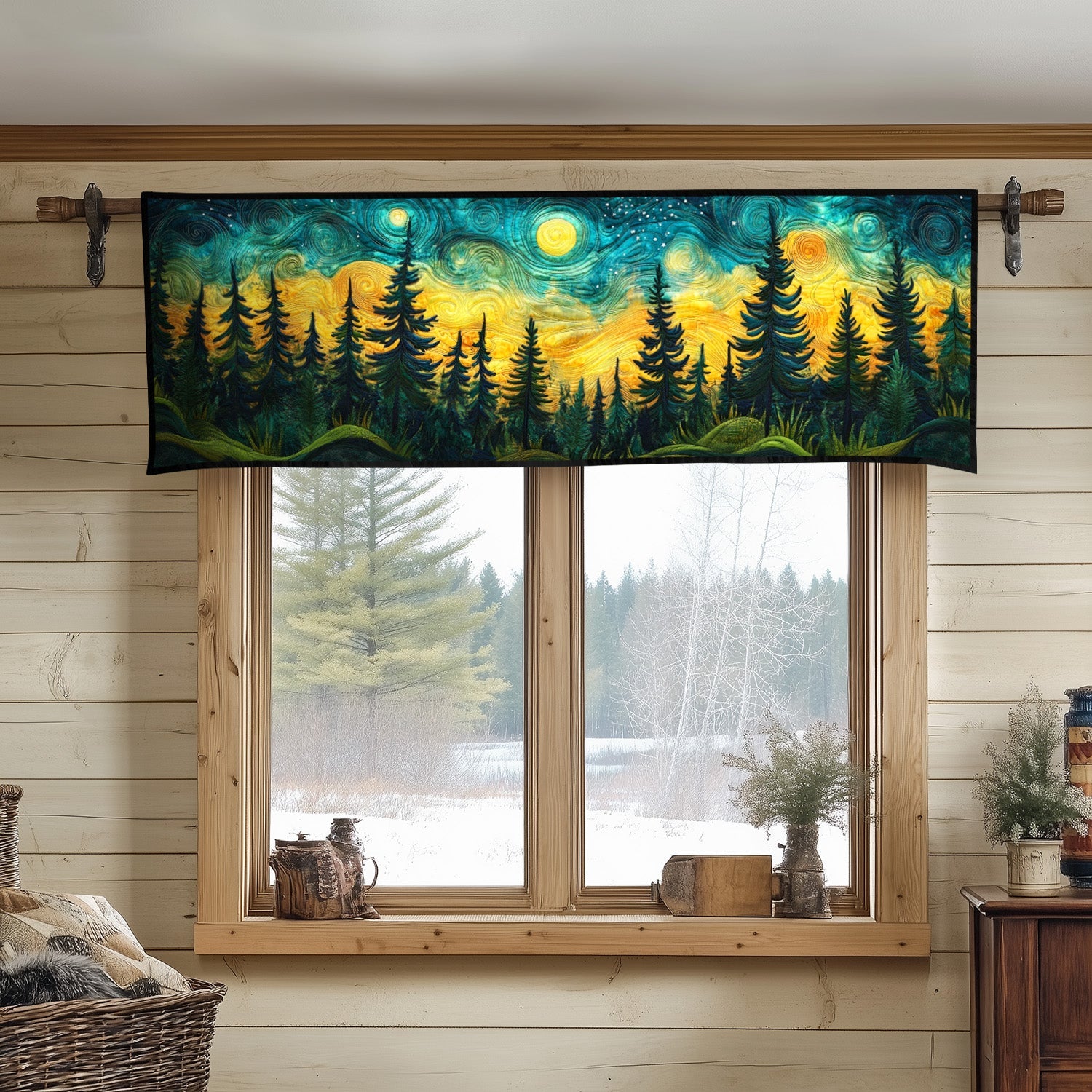 Van Gogh Pines Quilted Valance Quilted Bathroom Valance Xmas Presents For Mother In Law