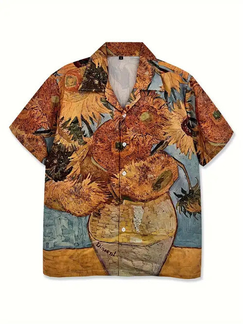Van Gogh Sunflower Hawaiian Shirt Vintage Style Shirt Gifts For Van Gogh Lovers
