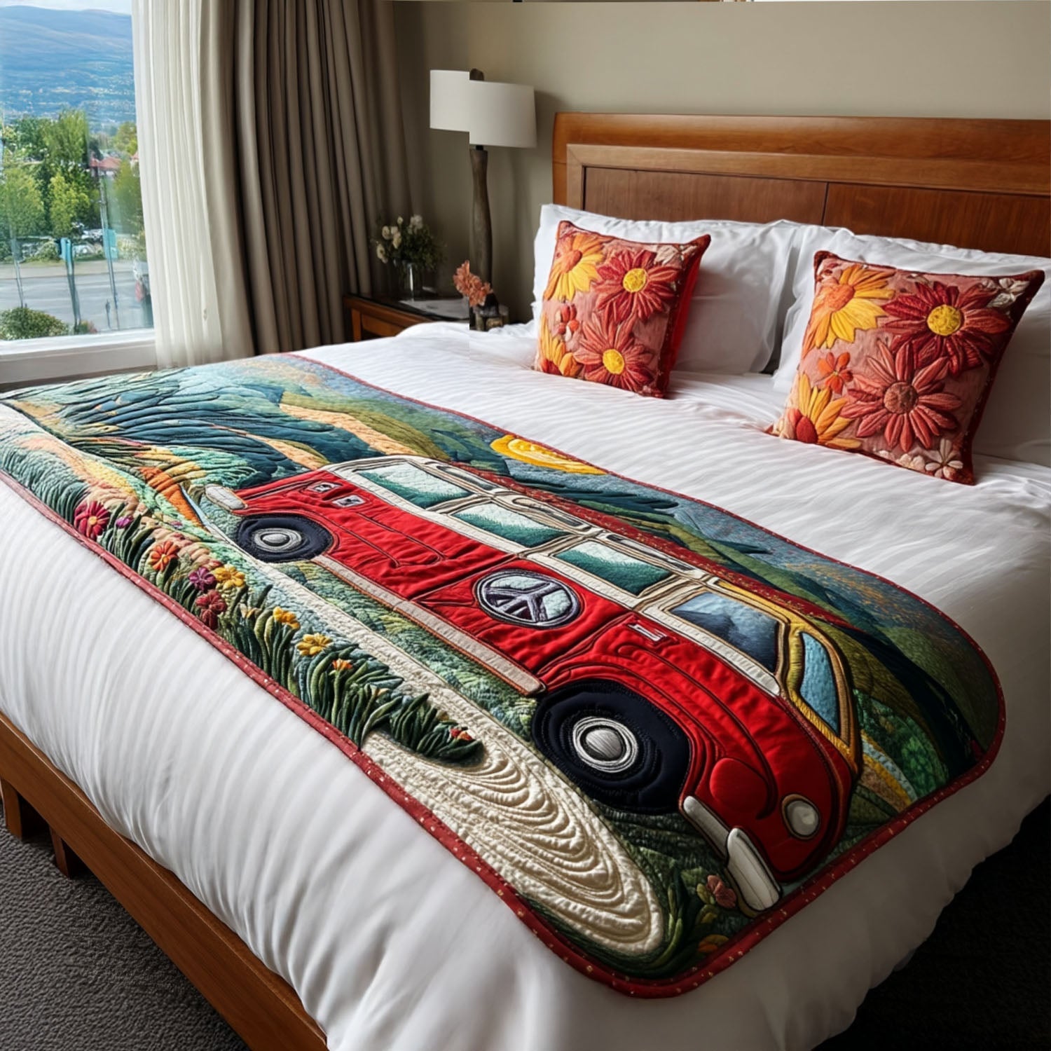 Van in the Wild Quilted Bed Runner Bed Decor Gifts For Hippie Friends