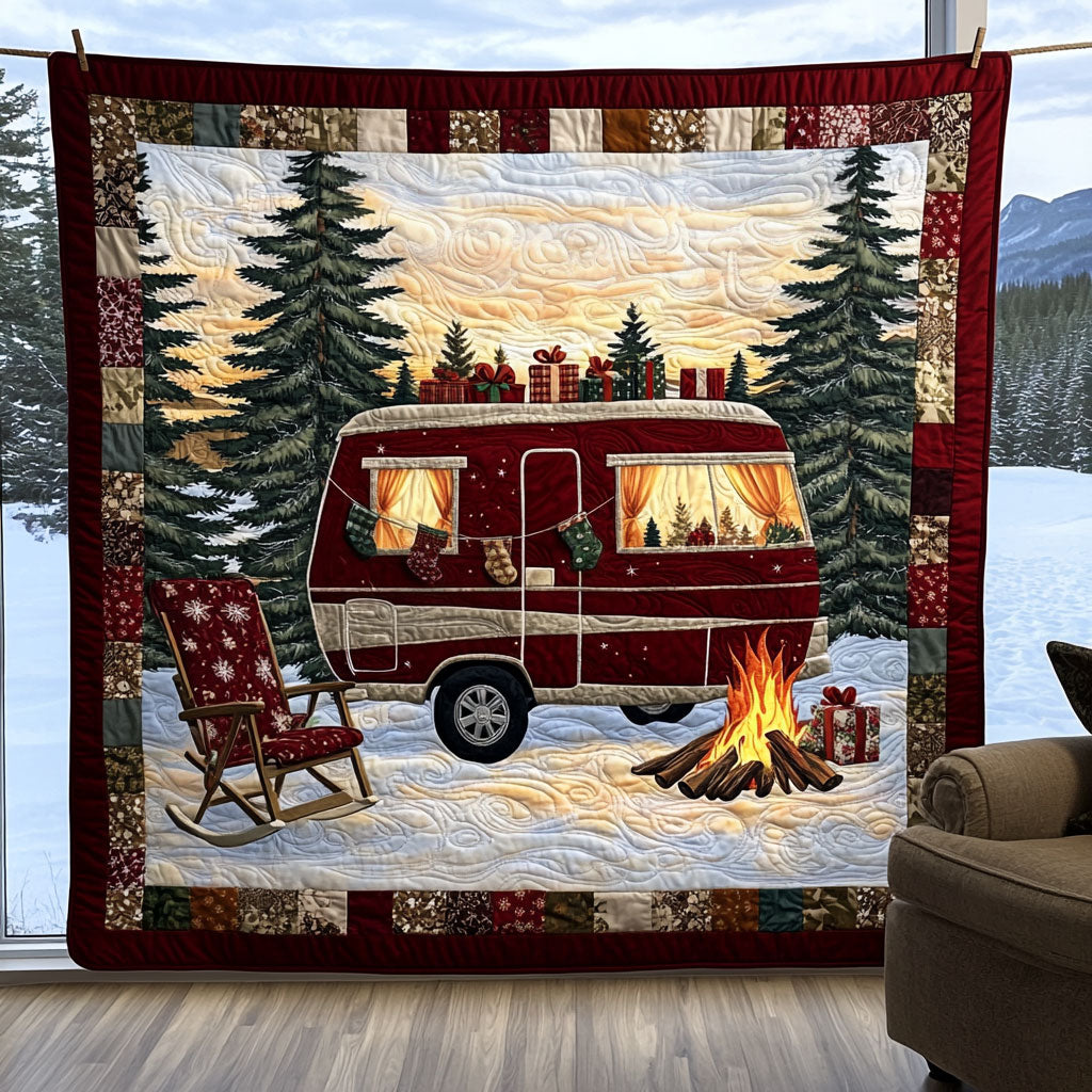 Van Life Christmas Quilt Blanket King Blanket Xmas Gifts For Camping Lovers