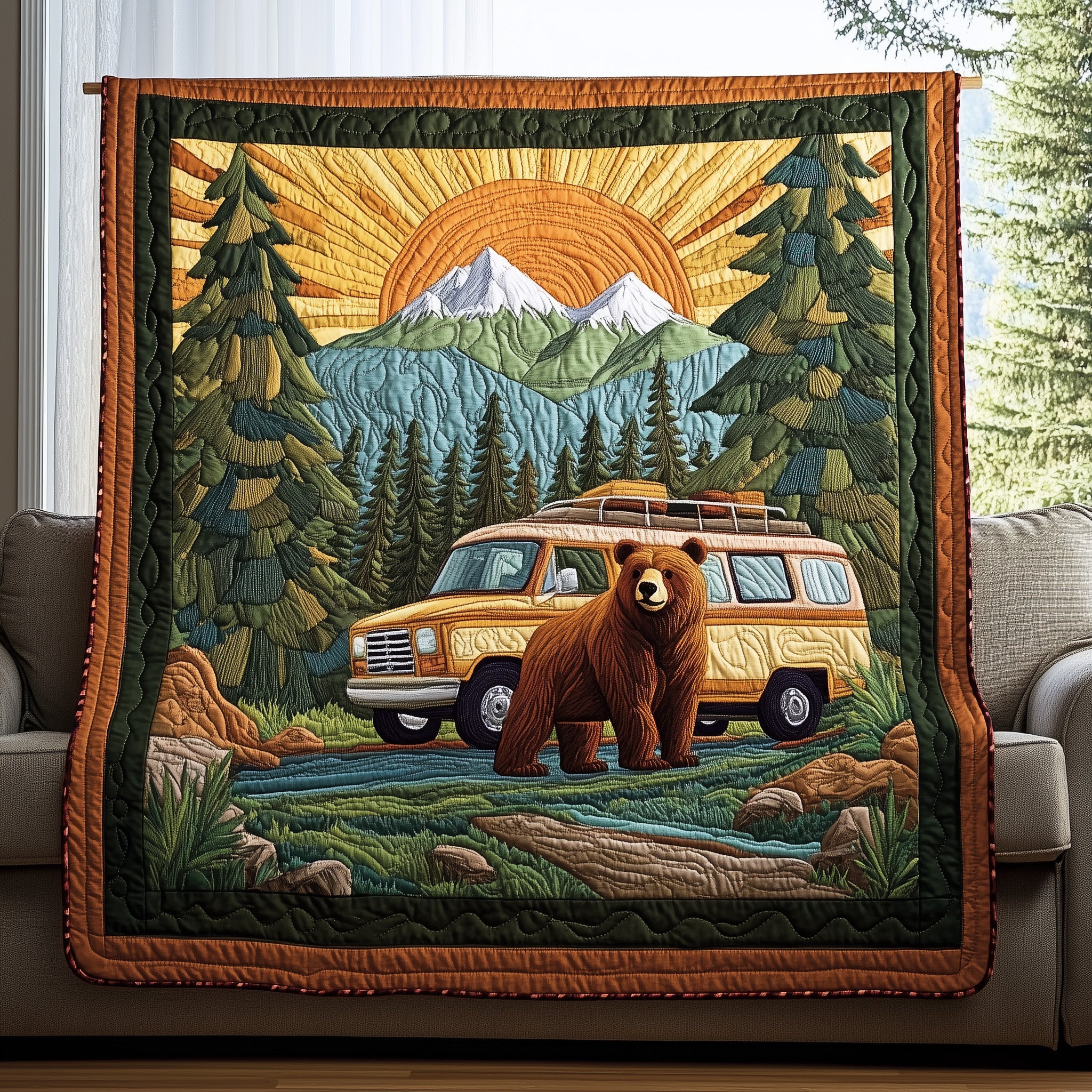 Van Life Quilted Blanket Cute Soft BlanketCamping Gifts For Couples