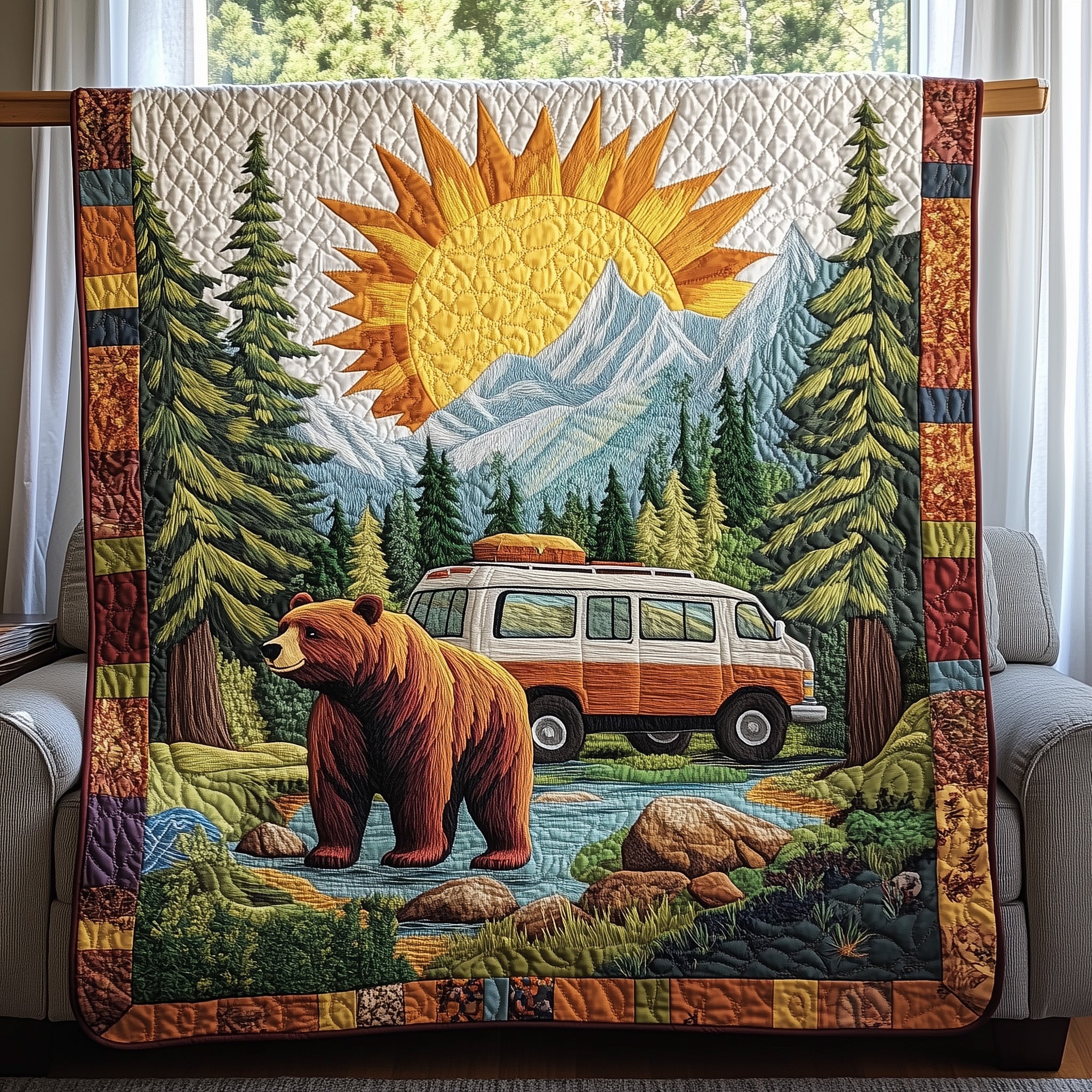 Van Life Quilted Blanket Cute Soft BlanketUnique Camping Gifts Christmas