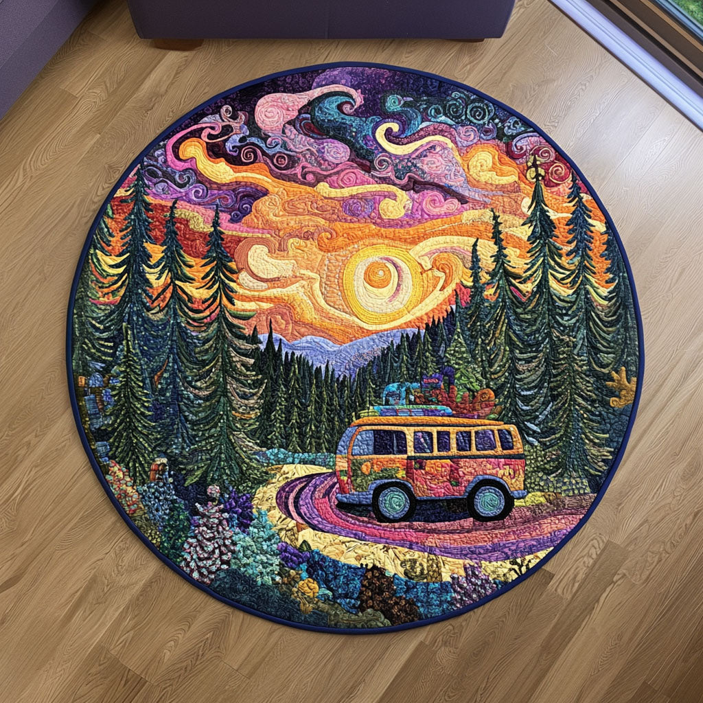 Van Life Quilted Round Mat Outdoor Decor Christmas Gifts For Farmers