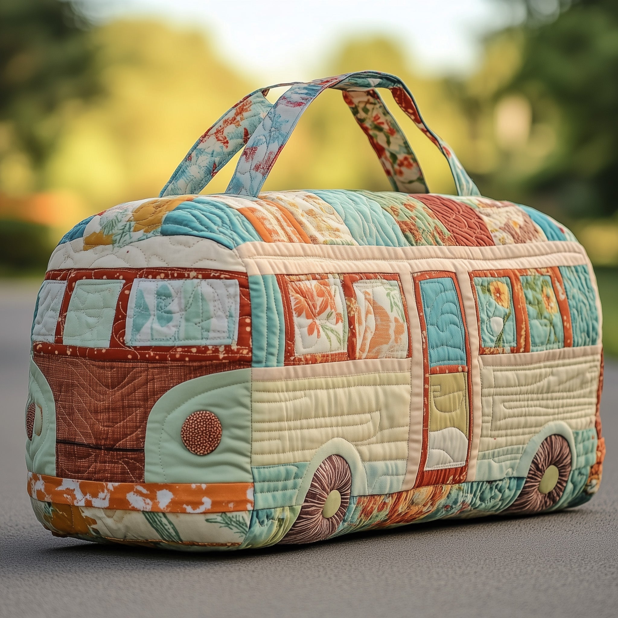 Van Trip Quilted Duffle Bag Independence Day Gift Idea