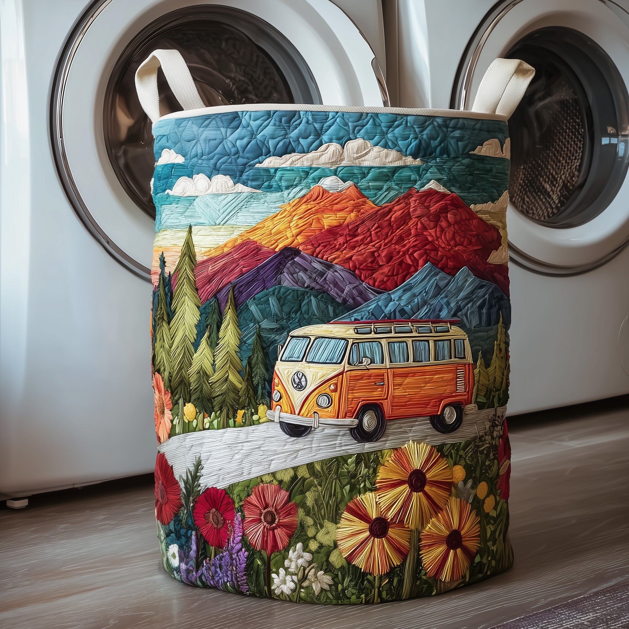 Van Trip Quilted Laundry Basket Beautiful Gifts For Nature Lovers