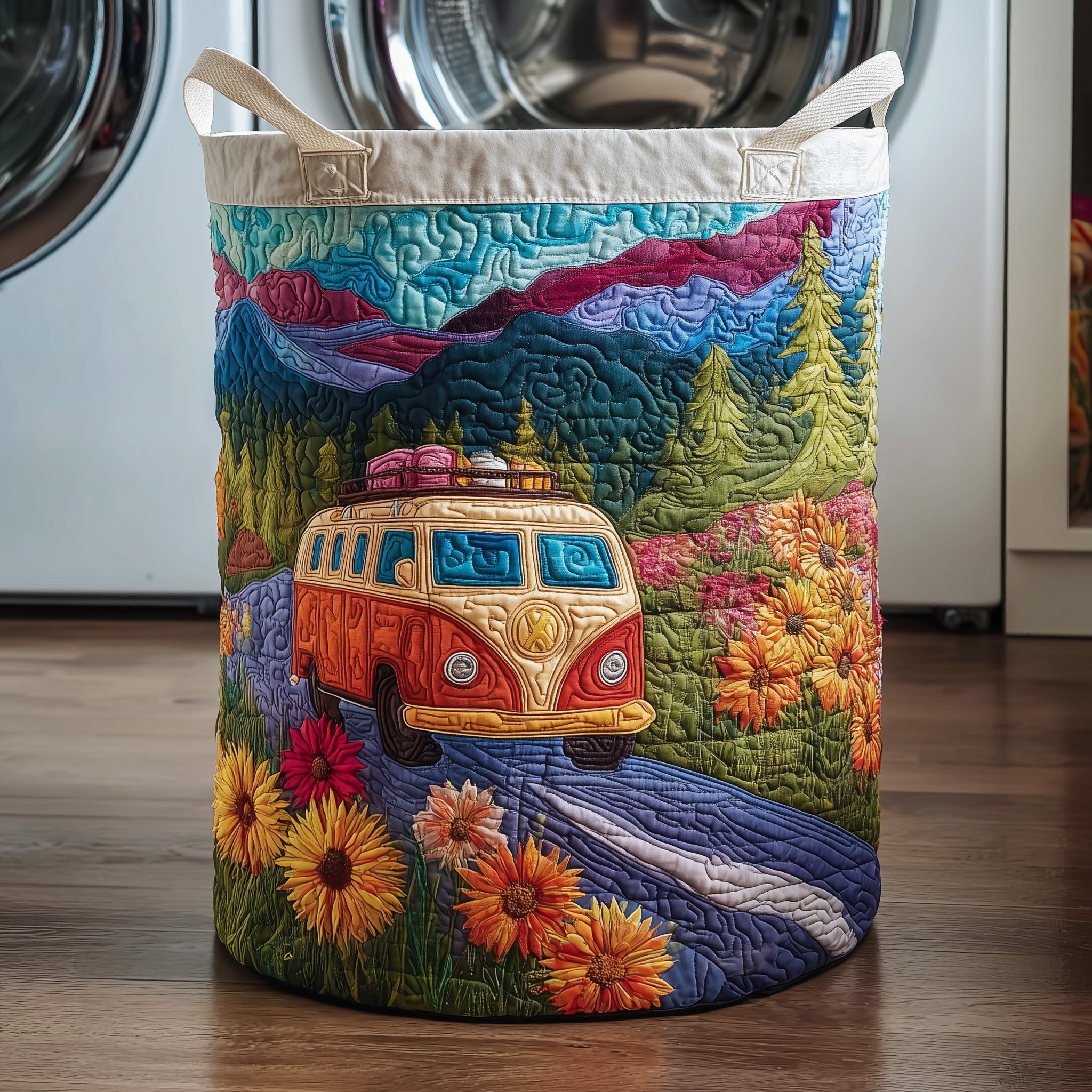 Van Trip Quilted Laundry Basket Lovely Gifts For Nature Lovers
