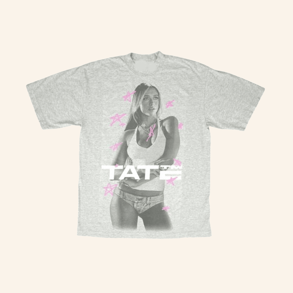 Vanbase Merch Tate Mcrae Grey Pink Stars T-Shirt Gifts For Wife Vanbase Merch Tate Mcrae Grey Pink Stars T-Shirt Gifts For Wife