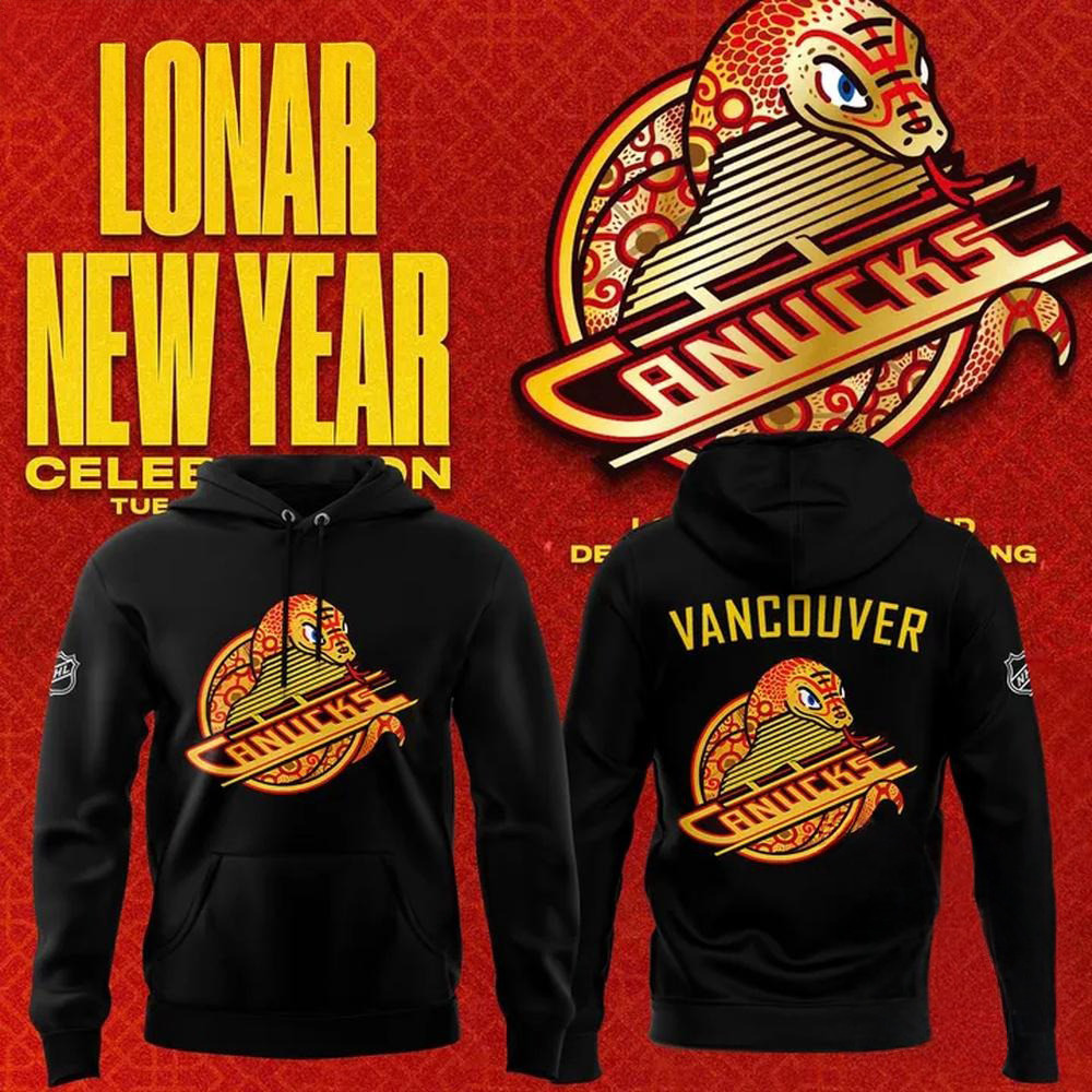 Vancouver Canucks Year Of The Snake Black Hoodie Presents For Hockey Fans