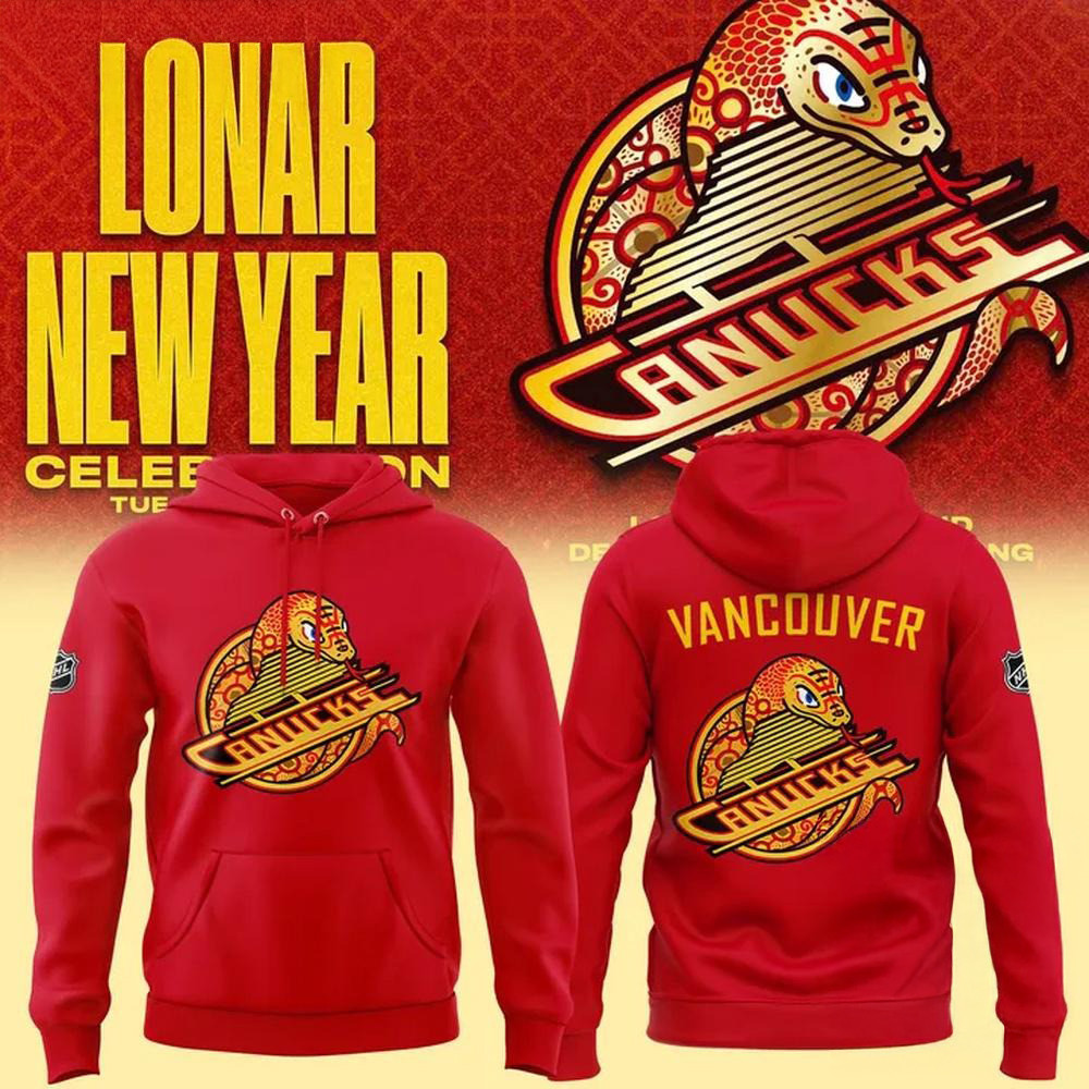 Vancouver Canucks Year Of The Snake Red Hoodie Presents For Hockey Fans