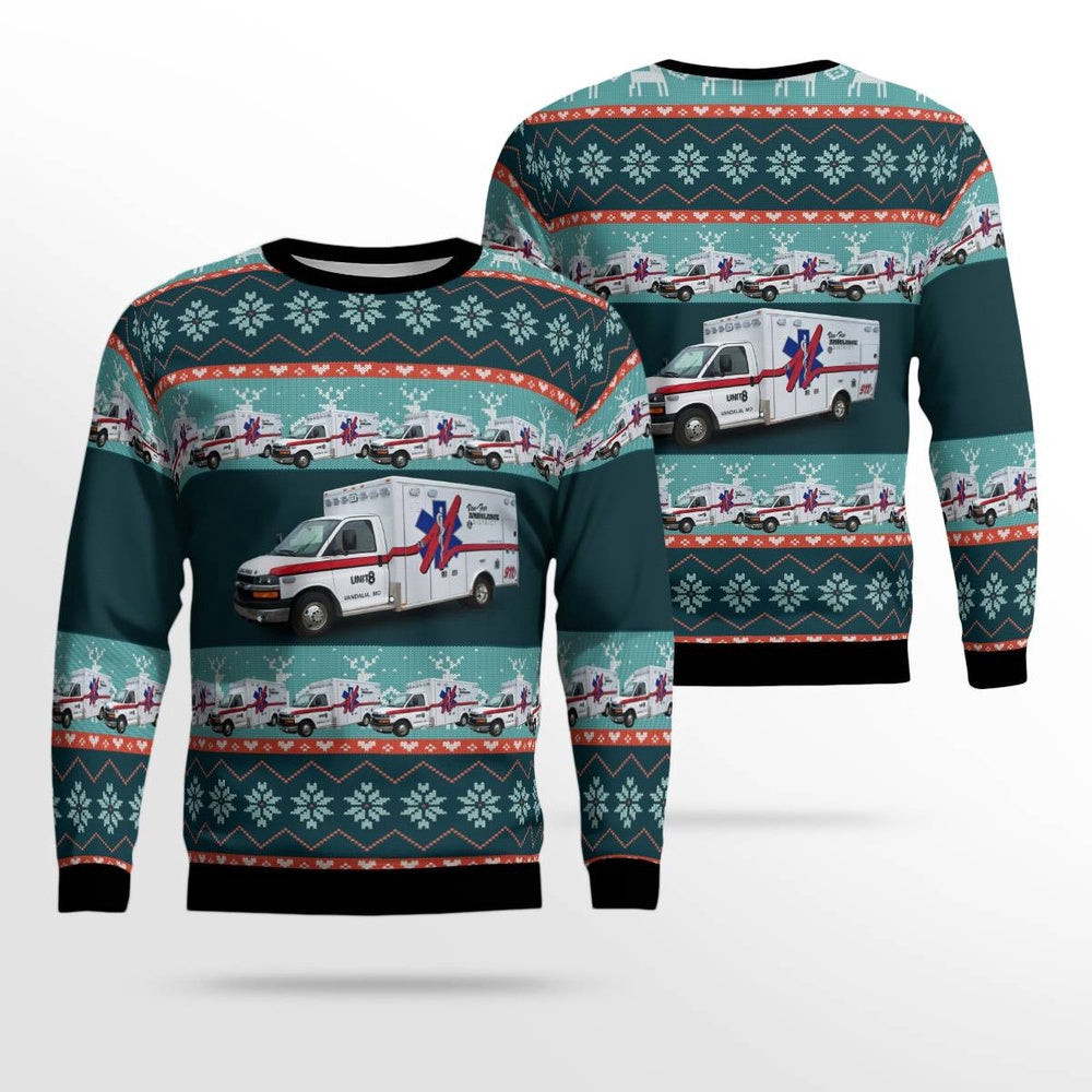Vandalia Missouri Van Far Ambulance District Christmas AOP Ugly Sweater Gift For Christmas