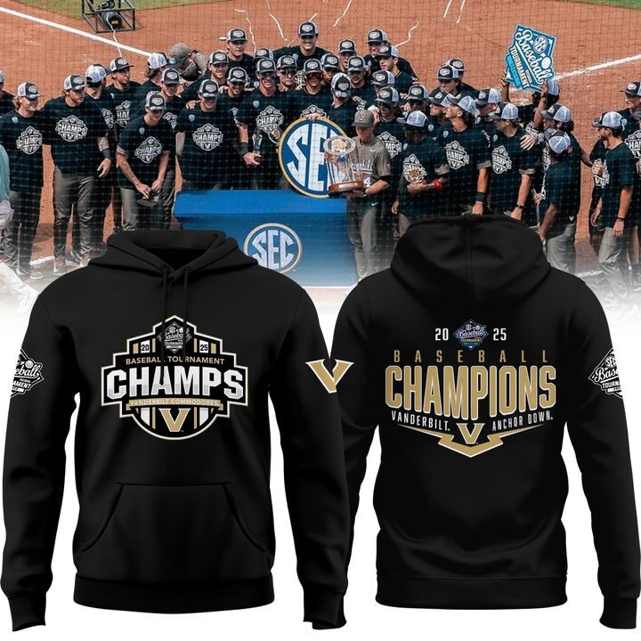 Vanderbilt Baseball 2025 SEC Baseball Tournament Champions Hoodie Vandy Boys Merch Gifts